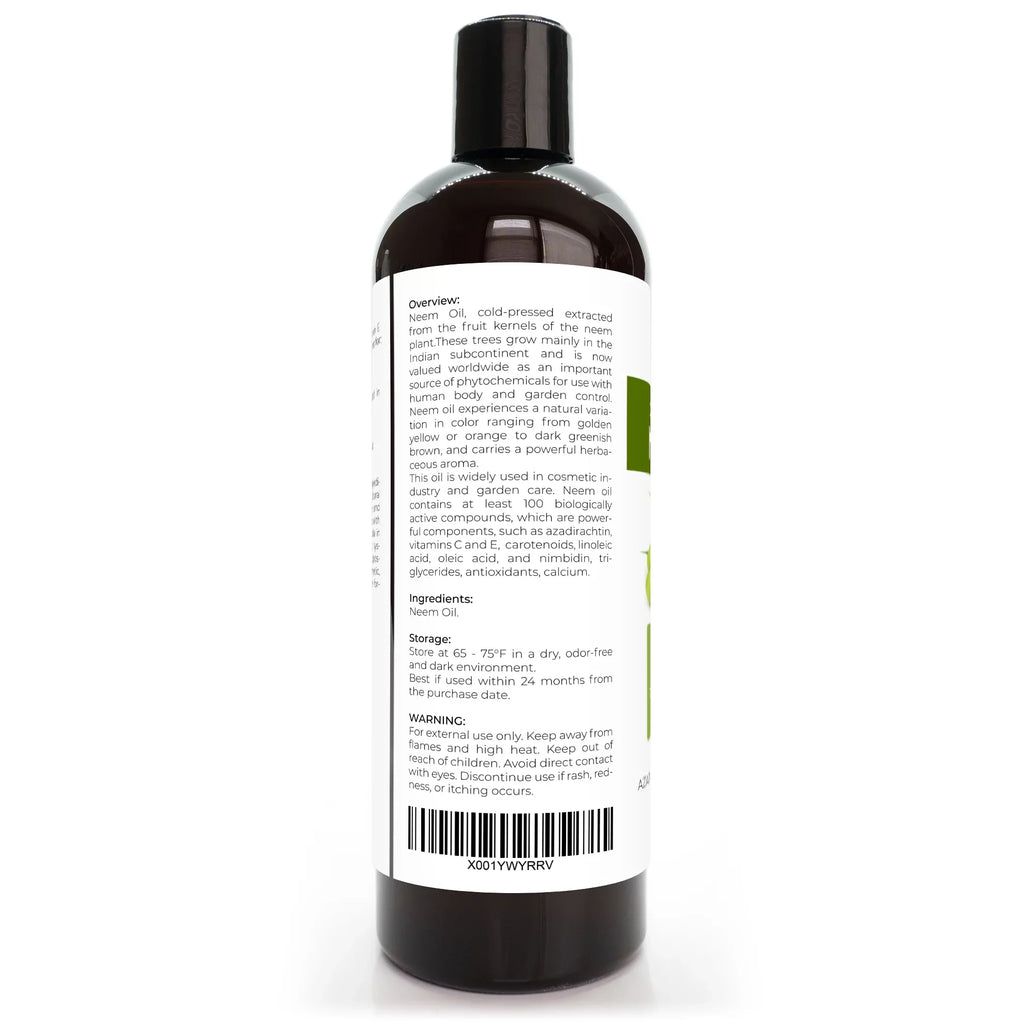 Velona Neem Oil  Certified Organic - 24 oz | 100% Pure and Natural Carrier Oil | Virgin, Unrefined, Cold Pressed | Hair, Body and Skin Care | Use Today - Enjoy Results