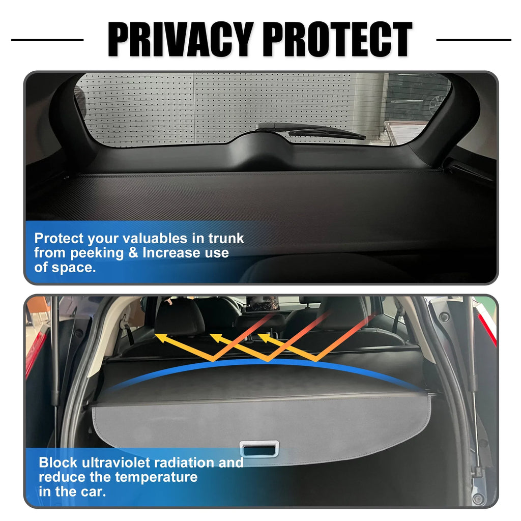 Unique Bargains Retractable Cargo Cover Rear Trunk enclosure Shield Shade Ajustable Fit for Nissan Rogue 2021-2024 Black