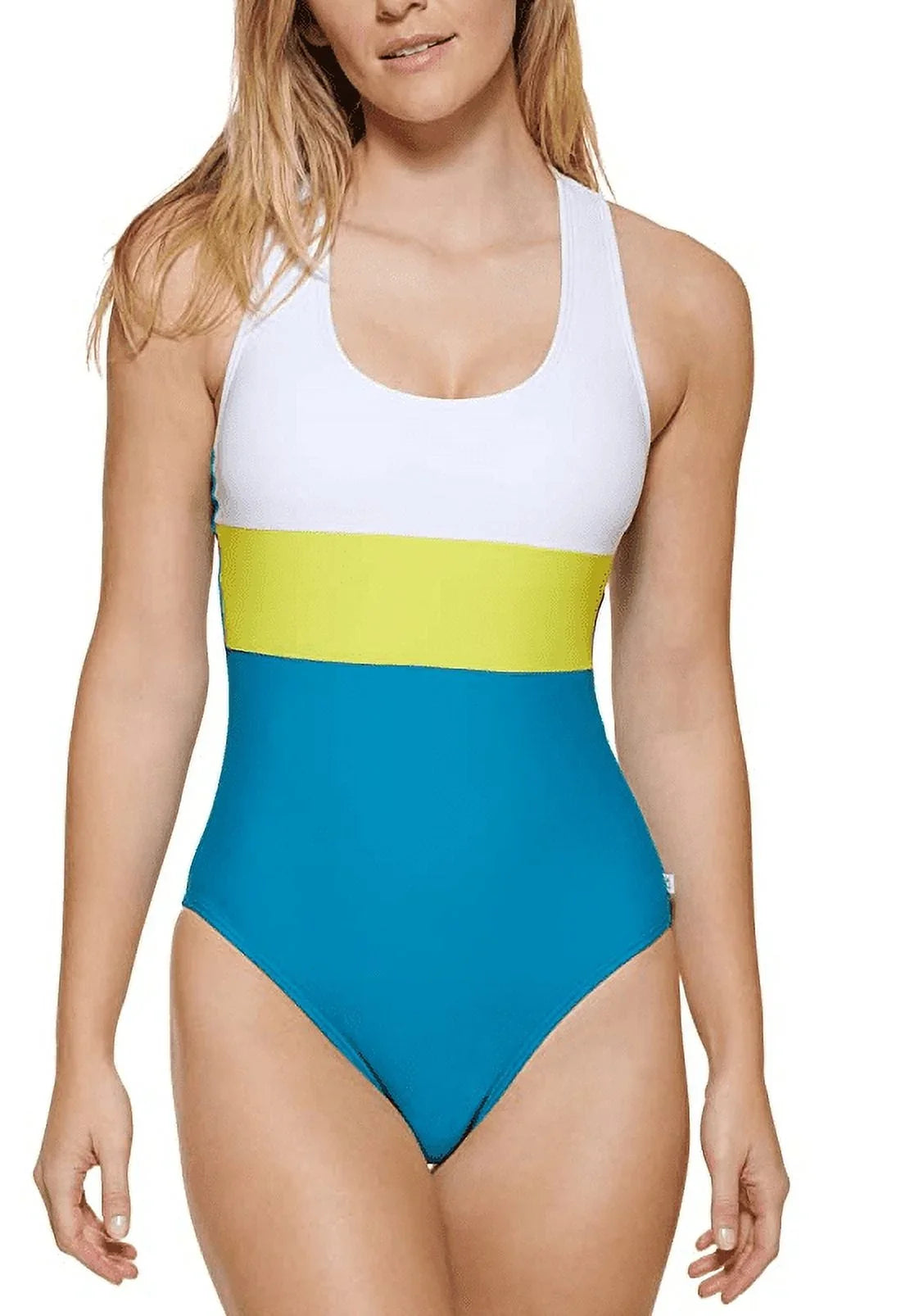 Calvin Klein   Colorblocked Cross-Back One-Piece Swimsuit,  4