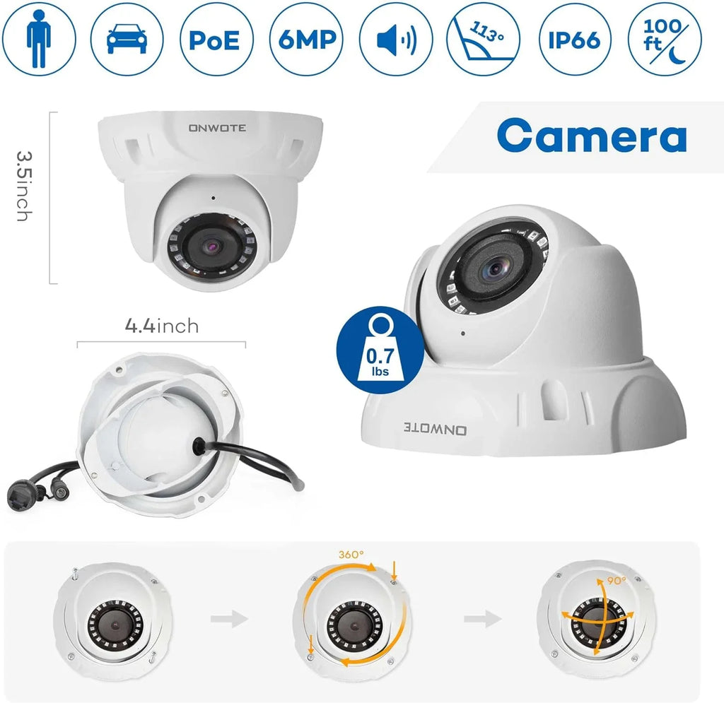 4K 16 Channel PoE Security Camera System,  Human & Vehicle Detection, 16CH 4K 8MP  with 4TB  pre-installed for 24-7 Recording, 16pcs 6MP Outdoor PoE  Cameras, Business Surveillance