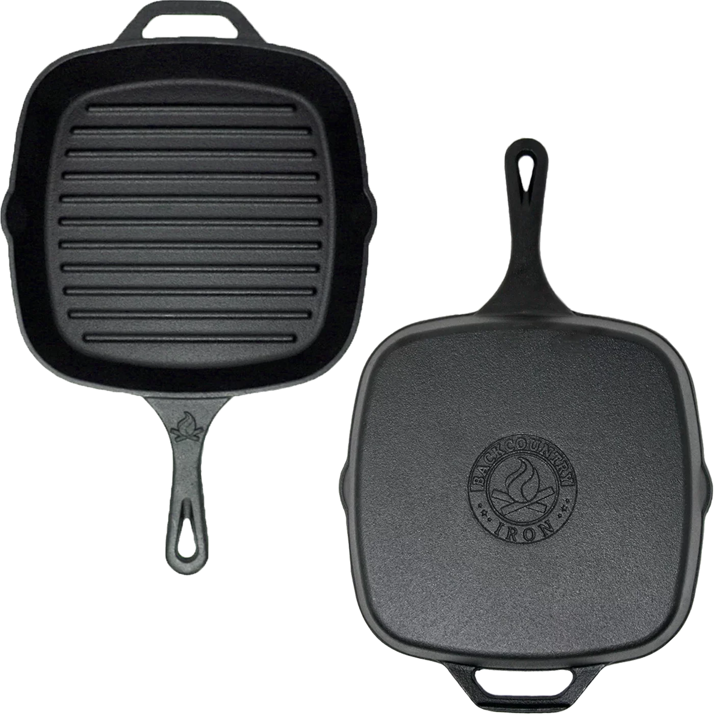 Backcountry Iron 8 Inch Square Grill Pan Medium Pre-Seasoned Cast Iron