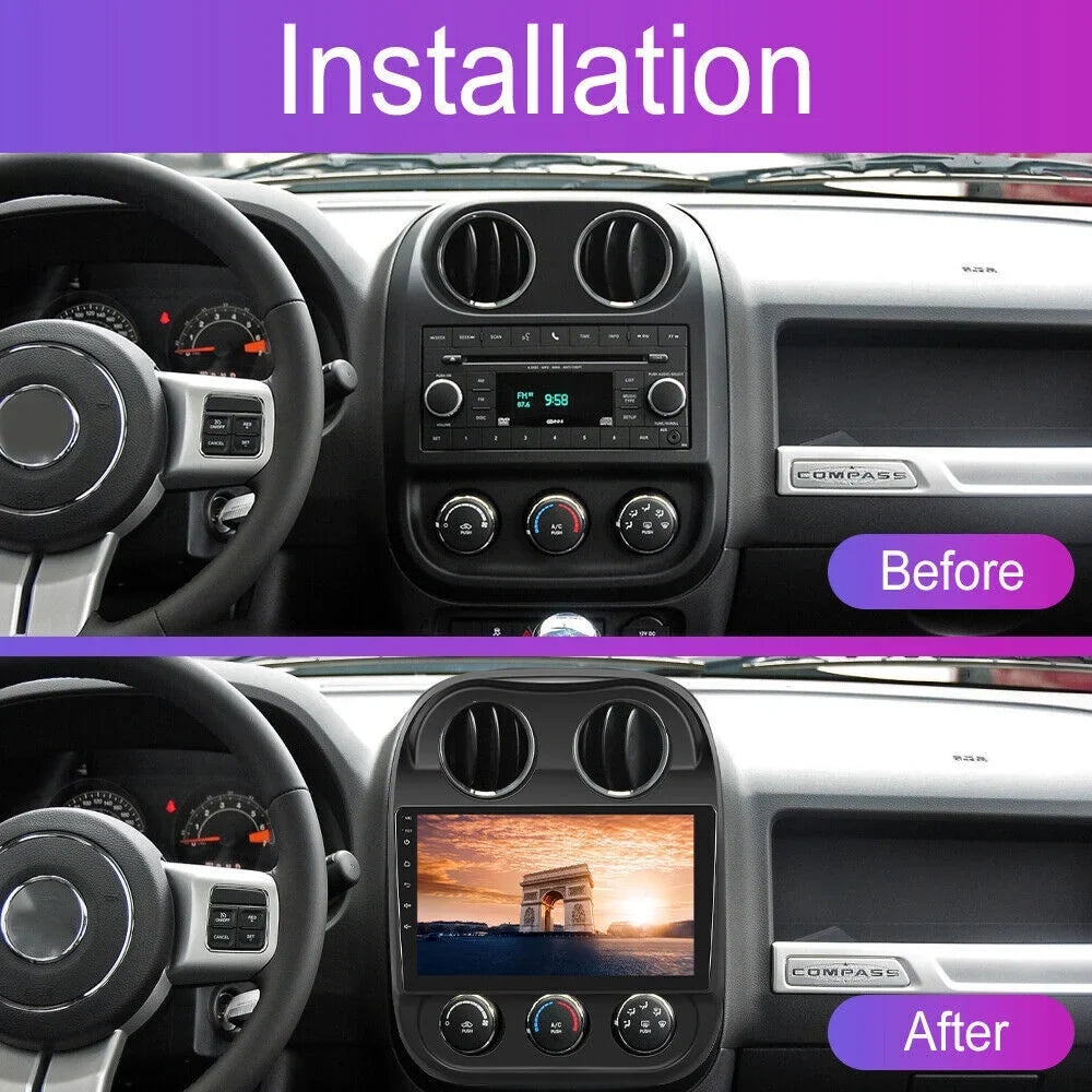 Kydely Jeep Compass Patriot Car Stereo  Navi  Player - Android 11, WiFi, Bluetooth, Reverse Camera - 10.1" Display