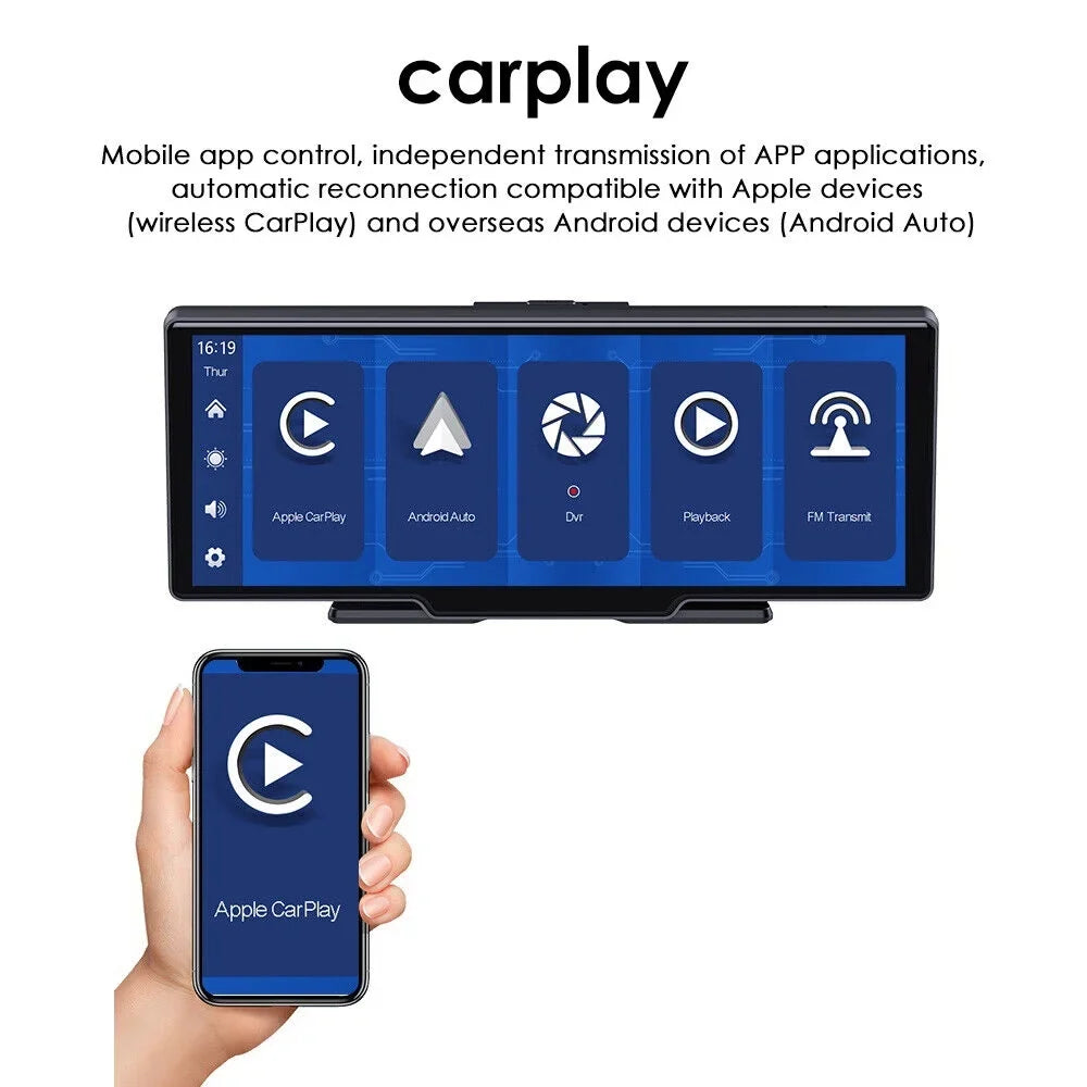 kydely   2K Wireless 10.26'' Touch Screen Dual Channel Wifi Car  Dash Camera Android Auto ".