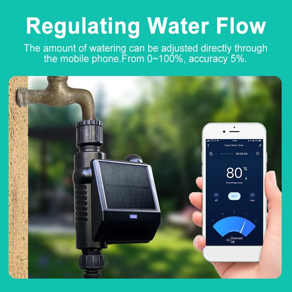 moobody WiFi Sprinkler Timer Solar Powered Smart Water Timer  Voice Control Wireless Hose Faucet Timer Garden Lawn Yard