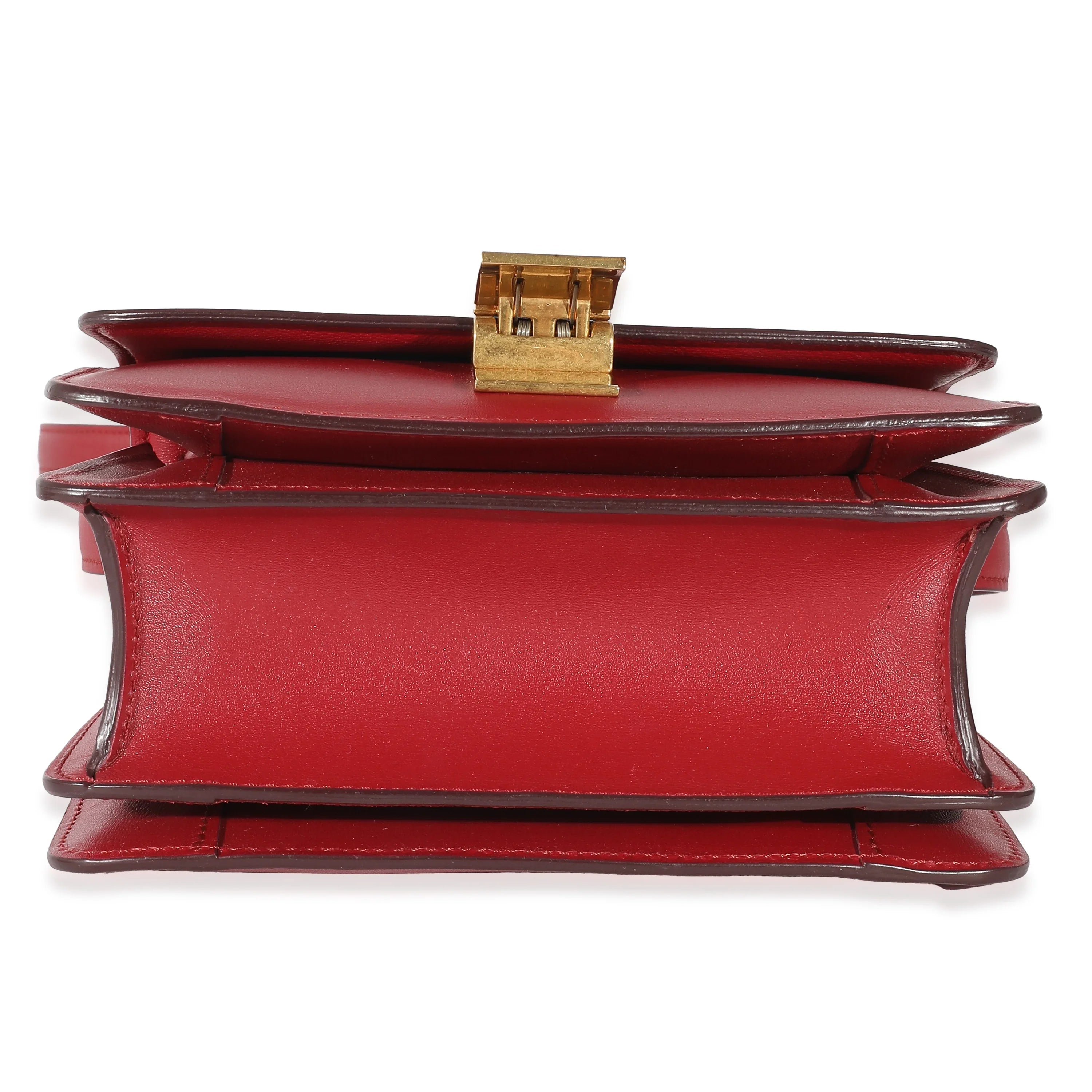 Celine Red Smooth Calfskin Small Classic Box Bag Pre-Owned