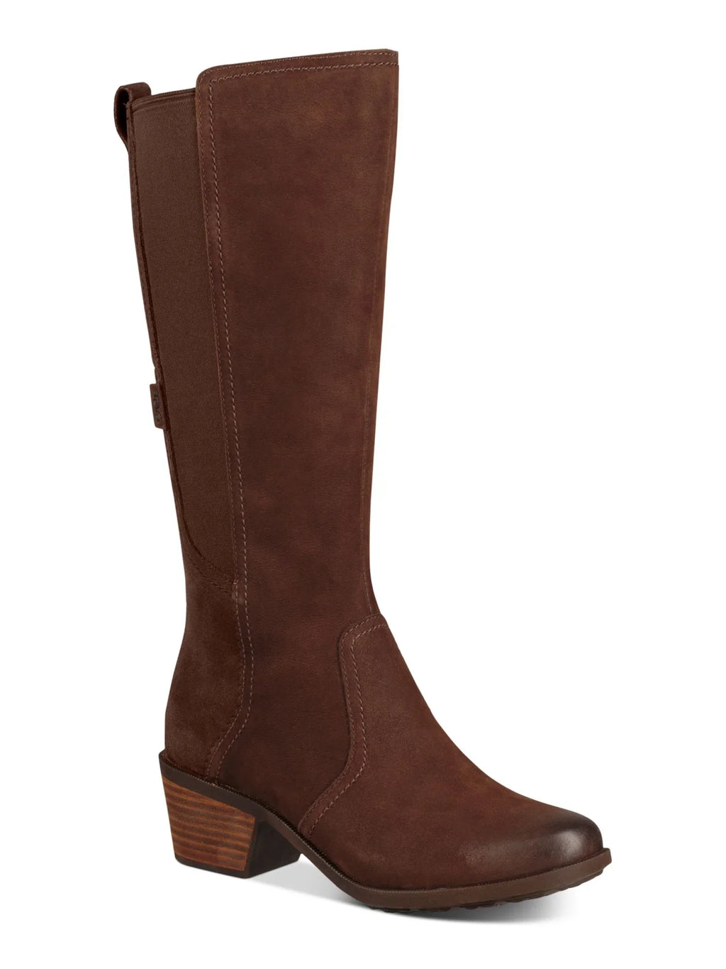 Womens Brown Waterproof Goring Padded Anaya Round Toe Block Heel Zip-Up Leather Riding Boot 8