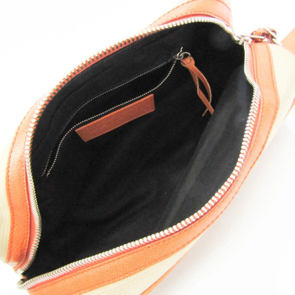 Pre-Owned Balenciaga Town 527147 Men,Women Leather,Nylon Canvas Clutch Bag Orange,Yellow (Good)