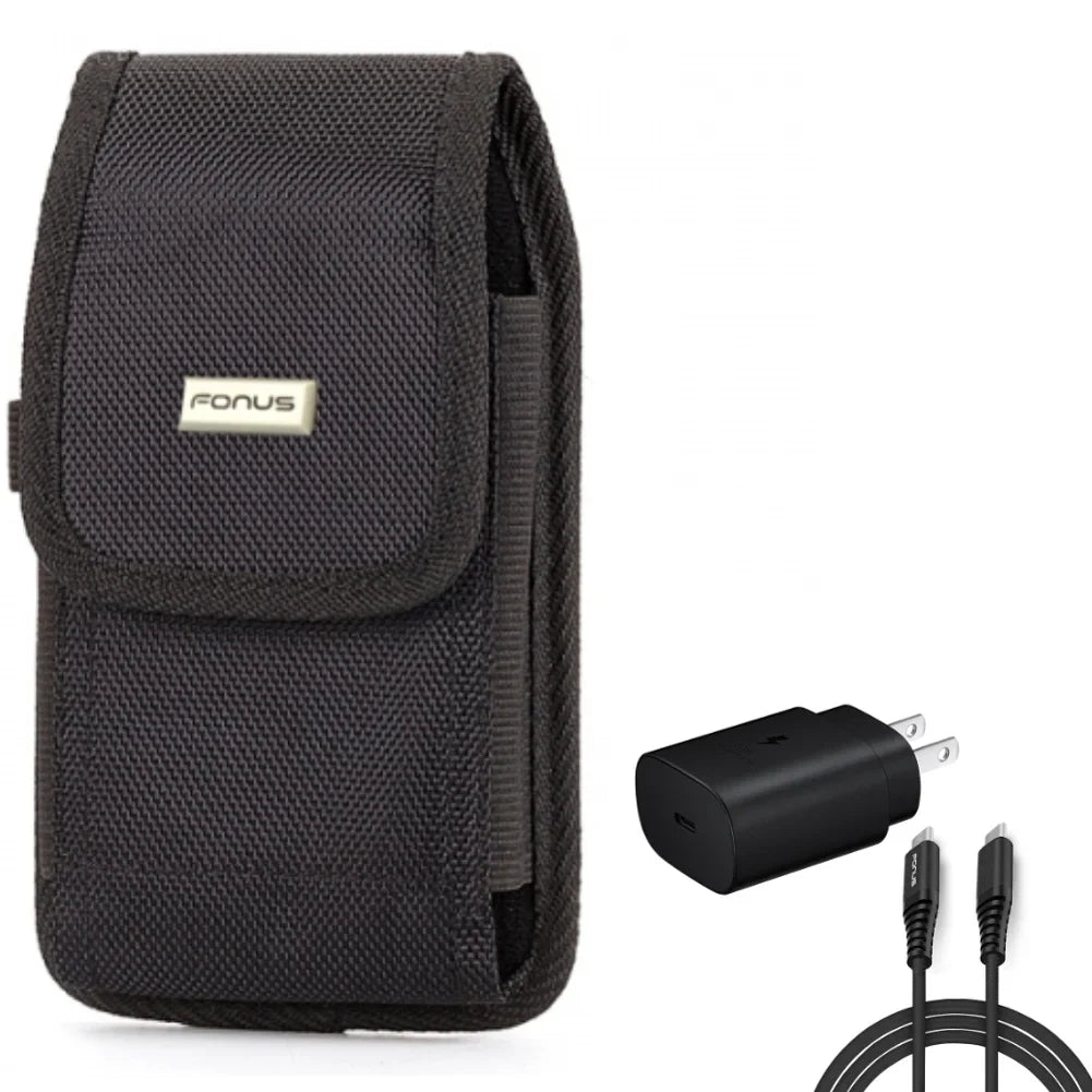 6ft - Cable  Type- 25W Fast Home Charger w Holster Swivel Case Belt Clip for Nubia RedMagic 7 - OnePlus 7T, 6T, 8, 6, 9, Nord  5G   5G, Pro, , 5G McLaren, 7 Pro, 8T Plus