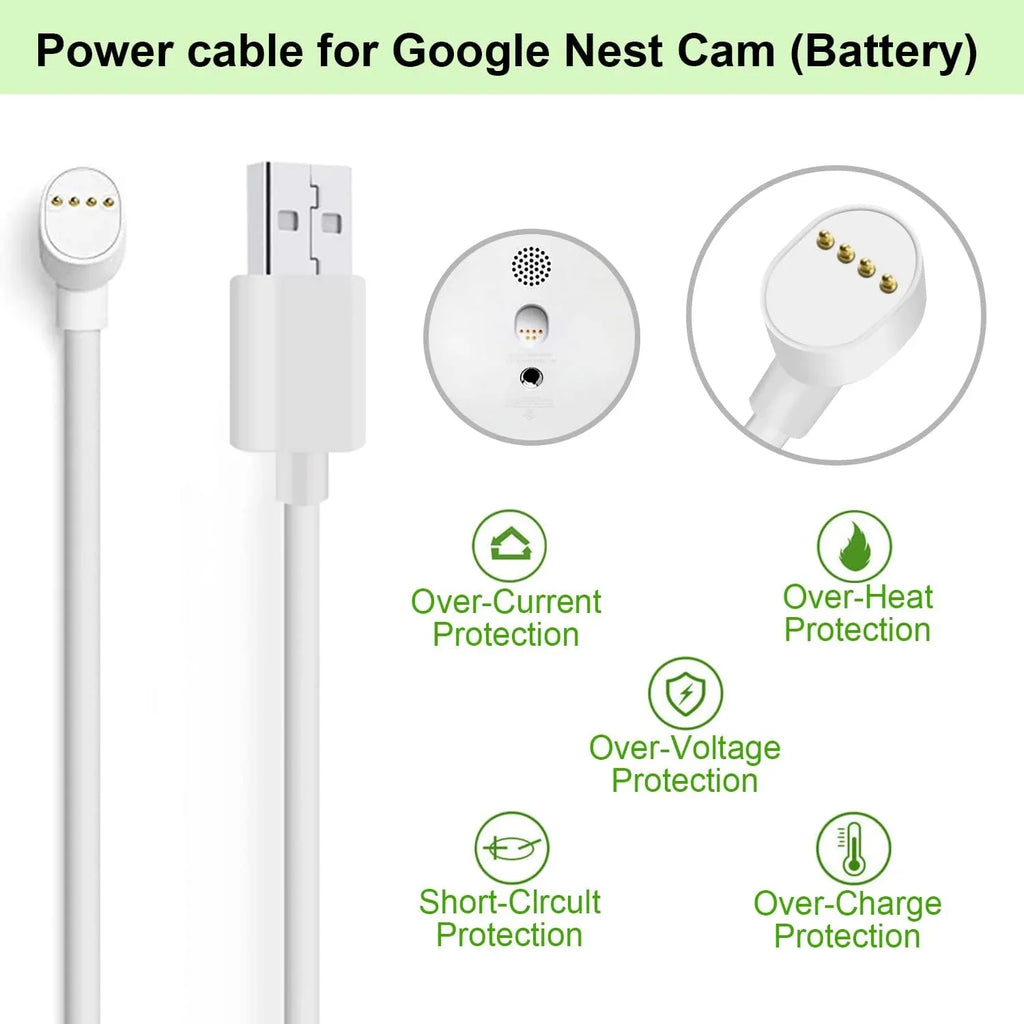 Power Cord for Google Nest Cam (y) Only, Weatherproof Charging Cable - 6 ft/2m