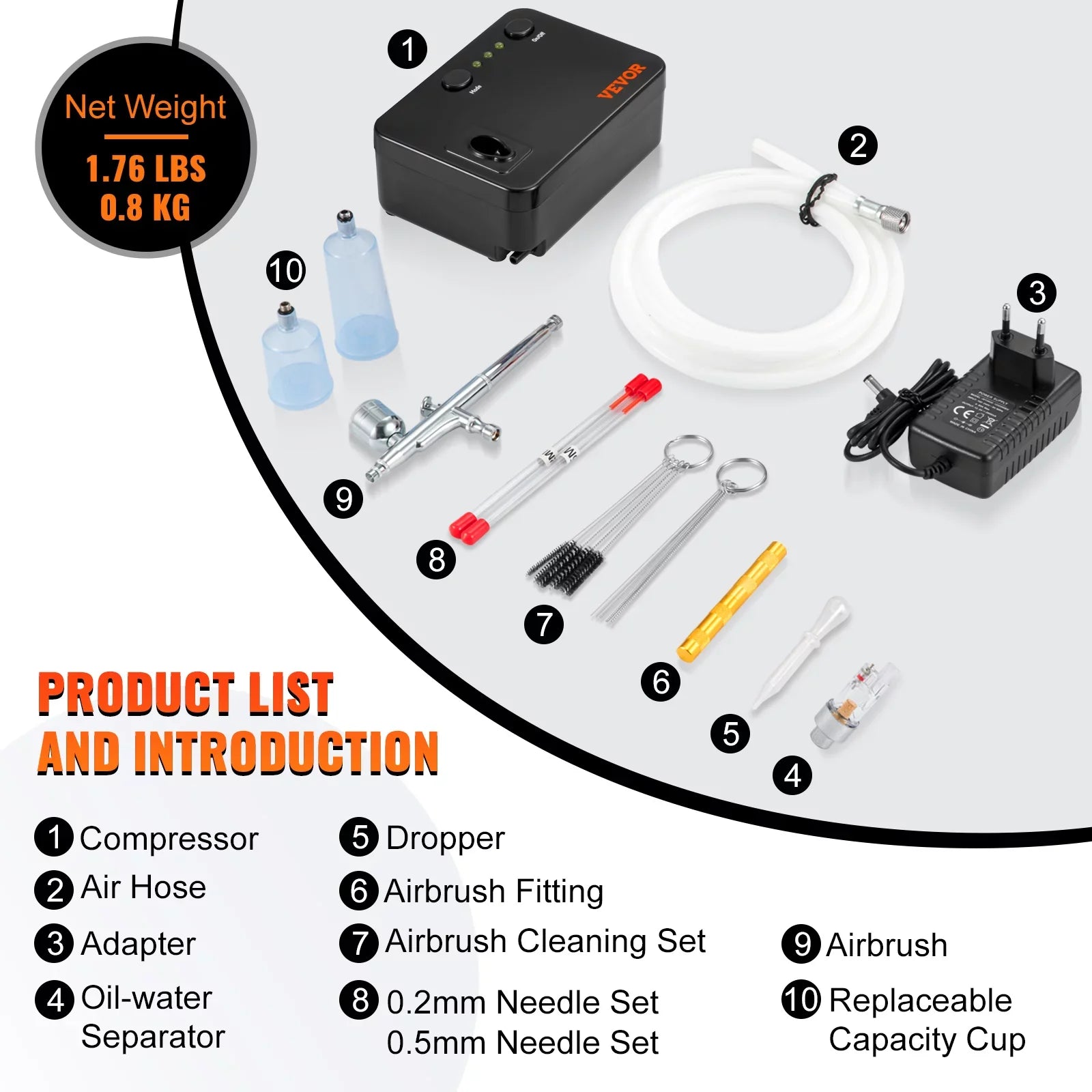 Airbrush Kit, Portable Airbrush Set with Compressor, Airbrushing System Kit w/ Multi-purpose Dual-action Gravity Feed Airbrushes, Art Nail Cookie Tattoo Makeup