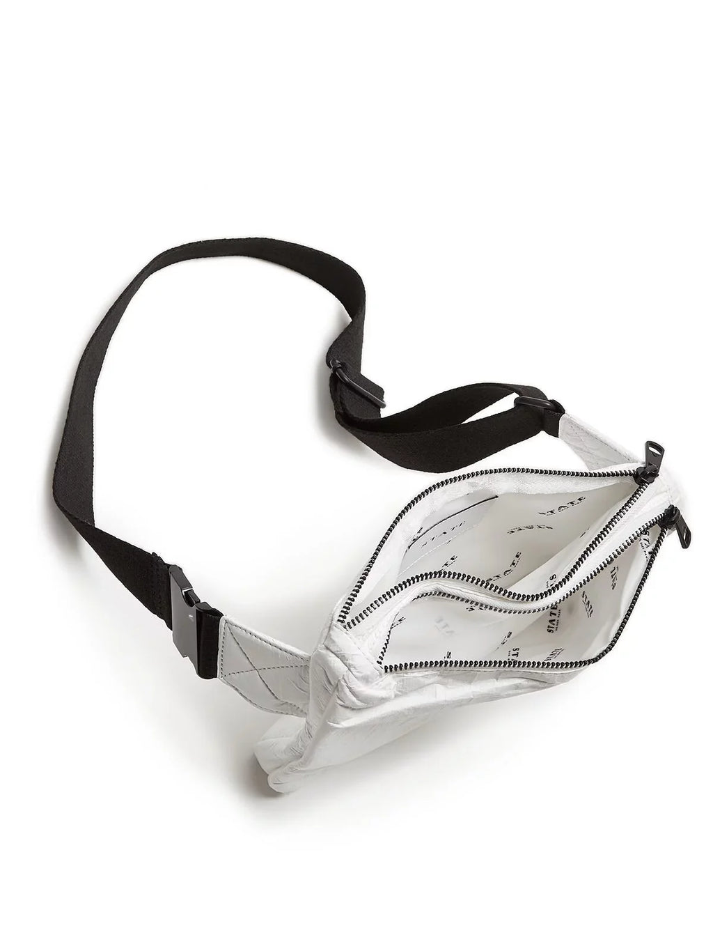 Women's White Webster Buckle Adjustable Strap Belt Bag Purse