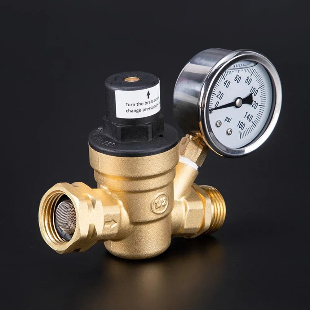 Andoer Valve,Reducer With 0-160psi With 0-160psi And Valve -free Brass 0-160psi And Inlet And Inlet Screened Inlet Screened Filter Brass Adjustable Water Huiop Valve -free Brass Water Pressure