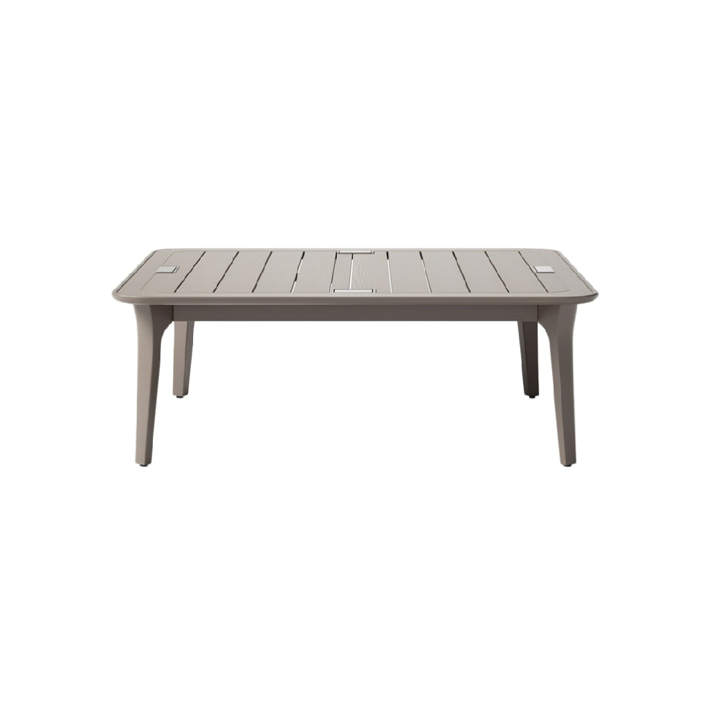 Modern Rectangular Outdoor Coffee Table in Neutral Beige Finish
