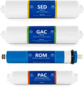 Countertop Reverse Osmosis System Filter Set  4 Replacement Filters  1?4” Quick Connect Filter Cartridges  Sediment And Carbon Filters  100   Membrane  6 Month Filter Set