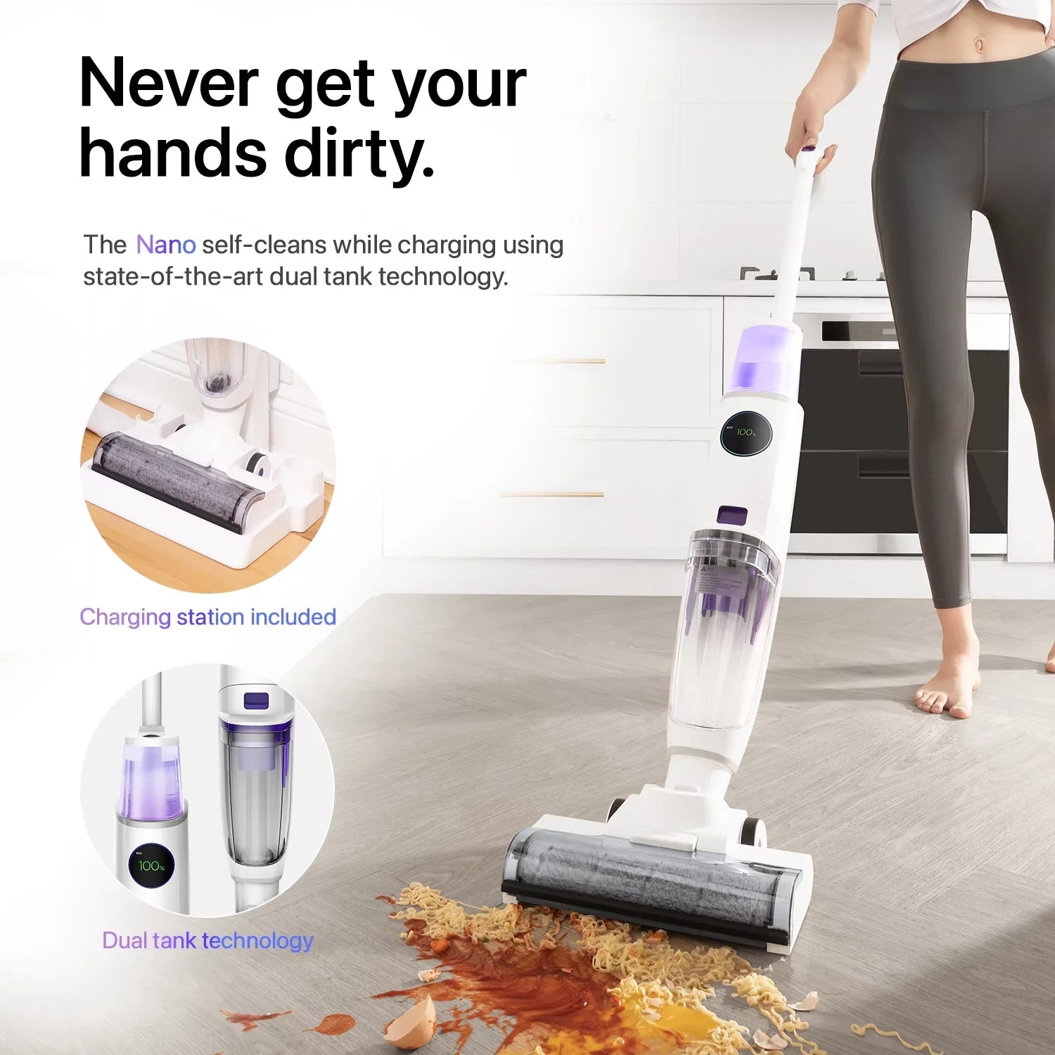 Lunaglow Nano 3 in 1 Wet & Dry Vacuum Cleaner with Self-cleaning technology