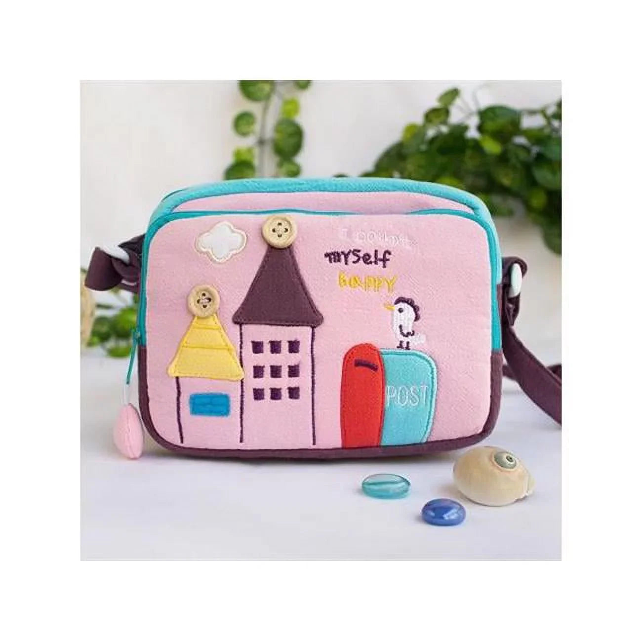 7.1 x 5.3 x 3.7 in. Morning Tweet - Embroidered Applique Swingpack Bag Purse  Wallet Bag & Shoulder Bag