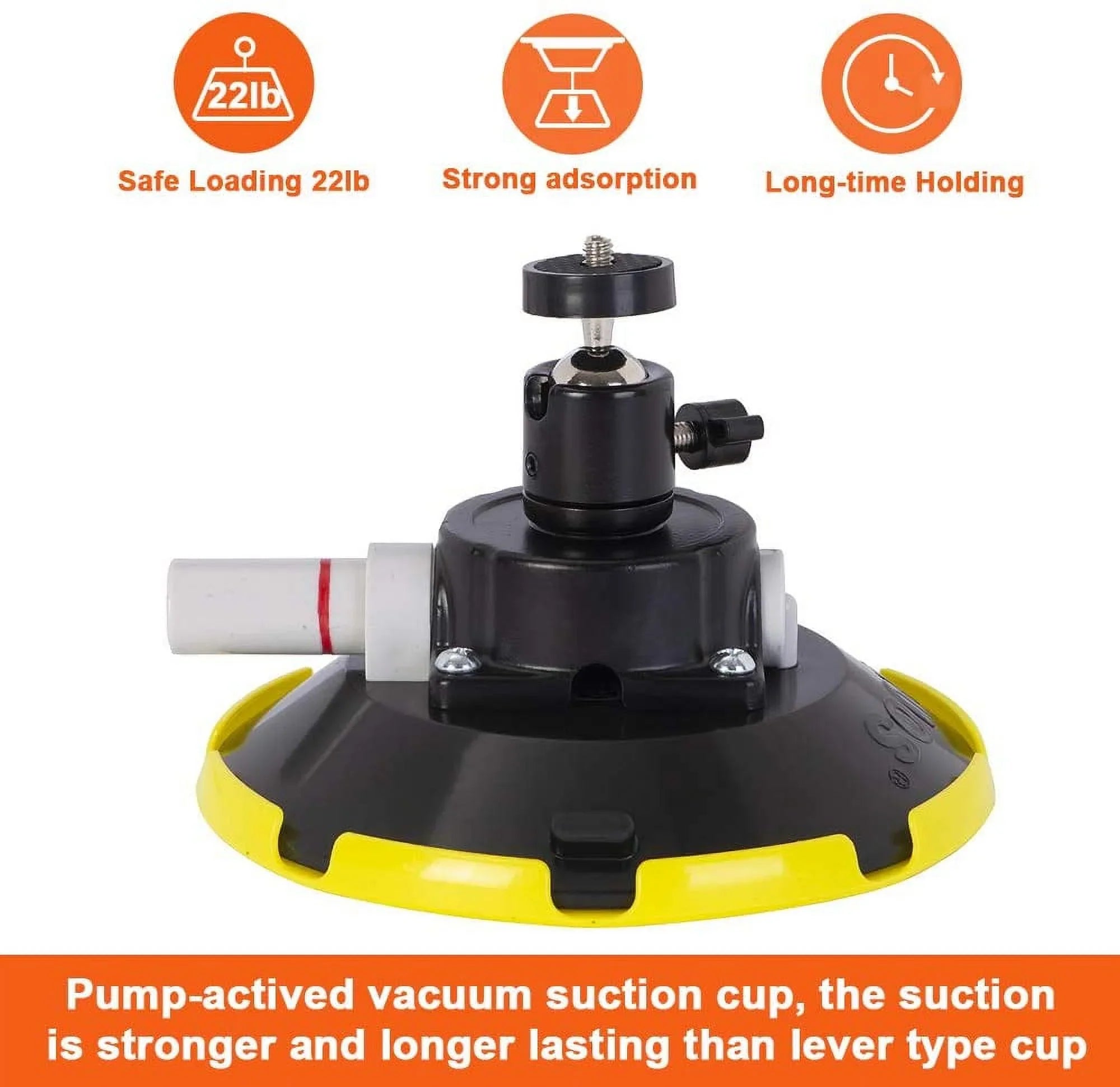 6" Car Camera Mounting Kit Pump Vacuum Suction Cup Mount, Professional Camcorder Vehicle Holder w/ 360° Panorama