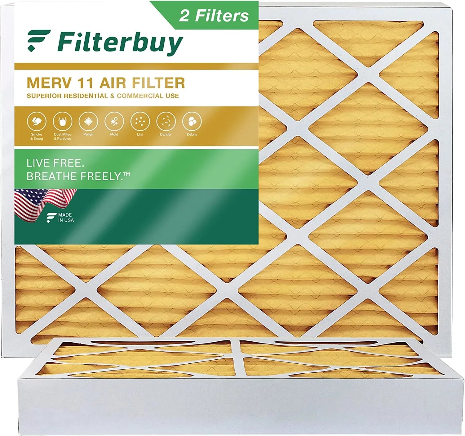 Filterbuy 12x18x4  11 Pleated   Furnace Air Filters (2-Pack)
