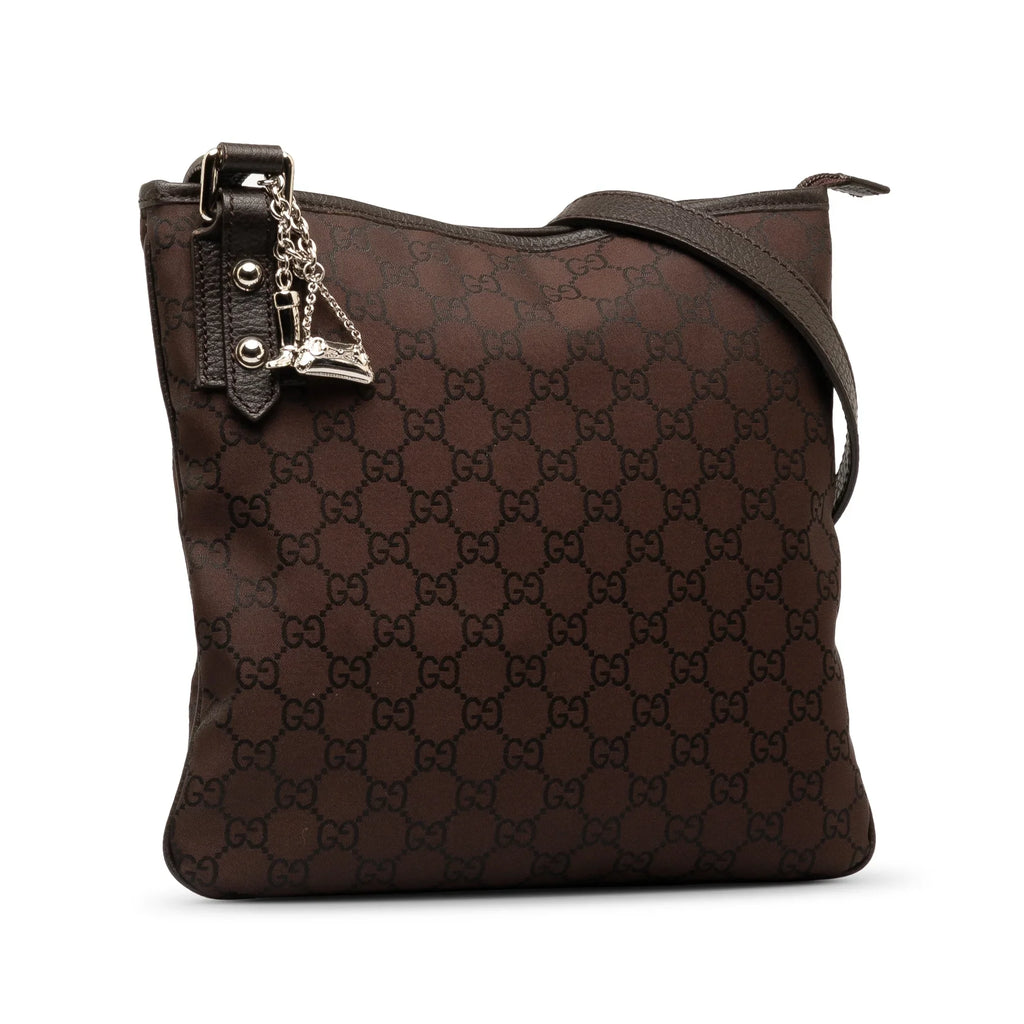 Pre-Owned Authenticated Gucci  Jolicoeur Crossbody Nylon Fabric Brown Crossbody Bag Unisex (Good)