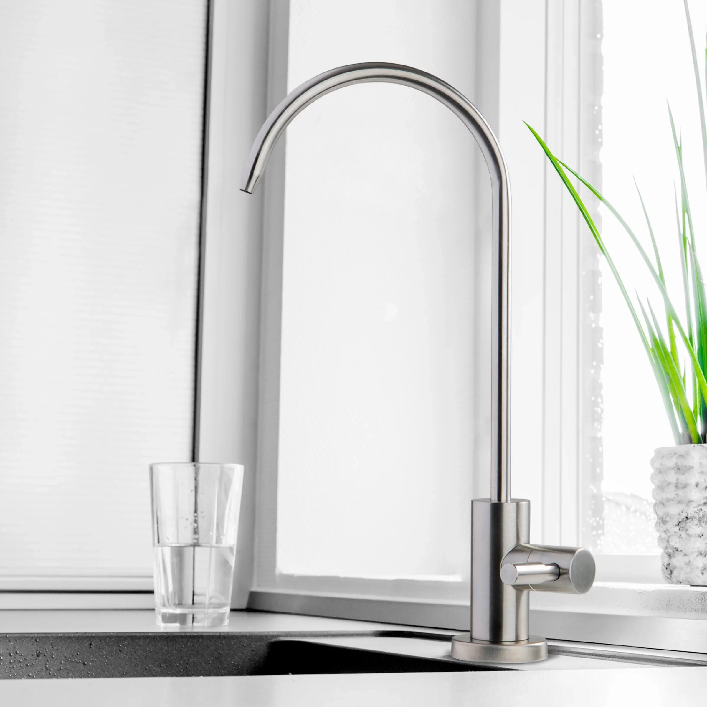 iSpring - Premium Stainless Steel Drinking Reverse Osmosis Water Filtration Systems, 100% Lead-Free  Faucet, Brushed Nickel