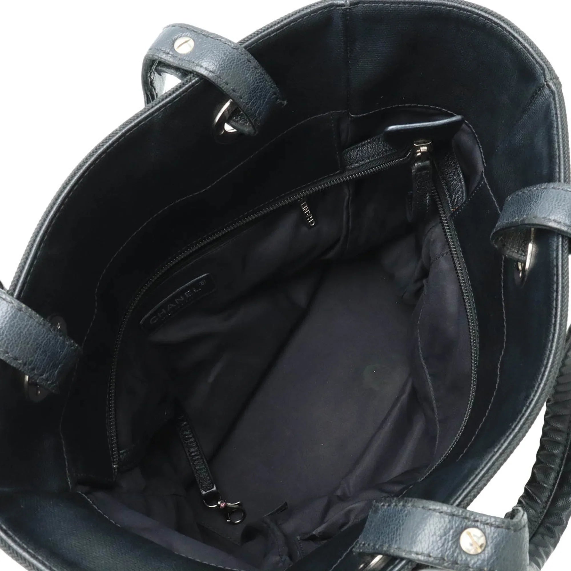 Pre-Owned  Paris Biarritz Tote  Bag Shoulder Coated Canvas Leather Black  (Good)
