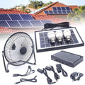 Portable Solar Powered Panel+Fan+3x1W 12V Bulbs 8 inch Solar Powered Fan, with Adapter for Ventilation Caravan Camping Home Office Outdoor Traveling Fishing