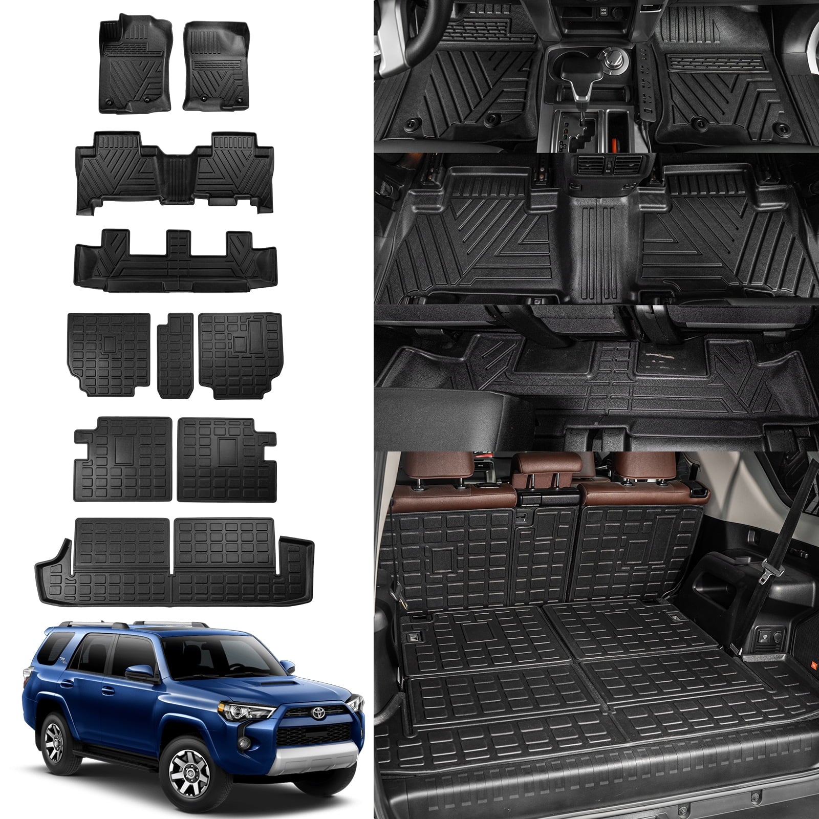 Fit 2013-2023 Toyota 4Runner 7 Seats Floor Mats Trunk Mat Cargo Mat Cargo Liner Accessories
