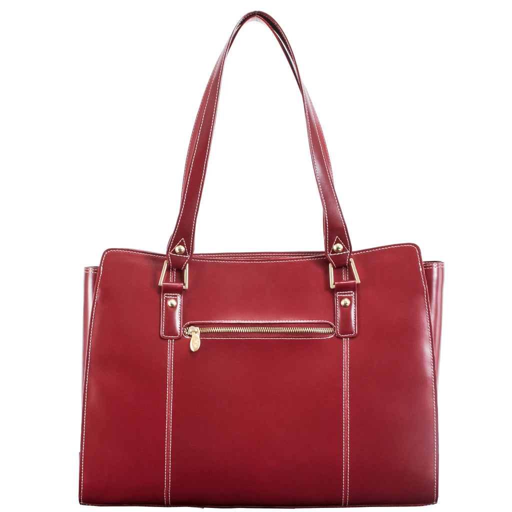 Glenna Leather Shoulder Tote, 97556, Red