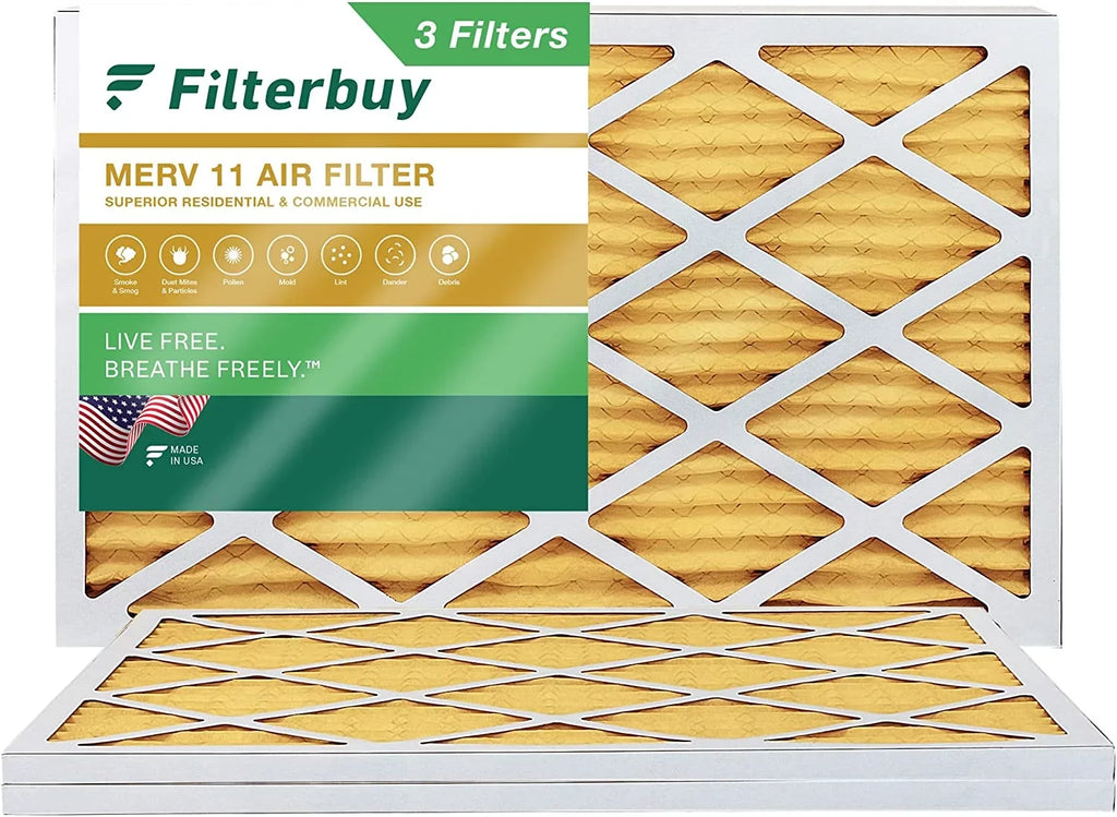 Filterbuy 14x25x1  11 Pleated   Furnace Air Filters (3-Pack)
