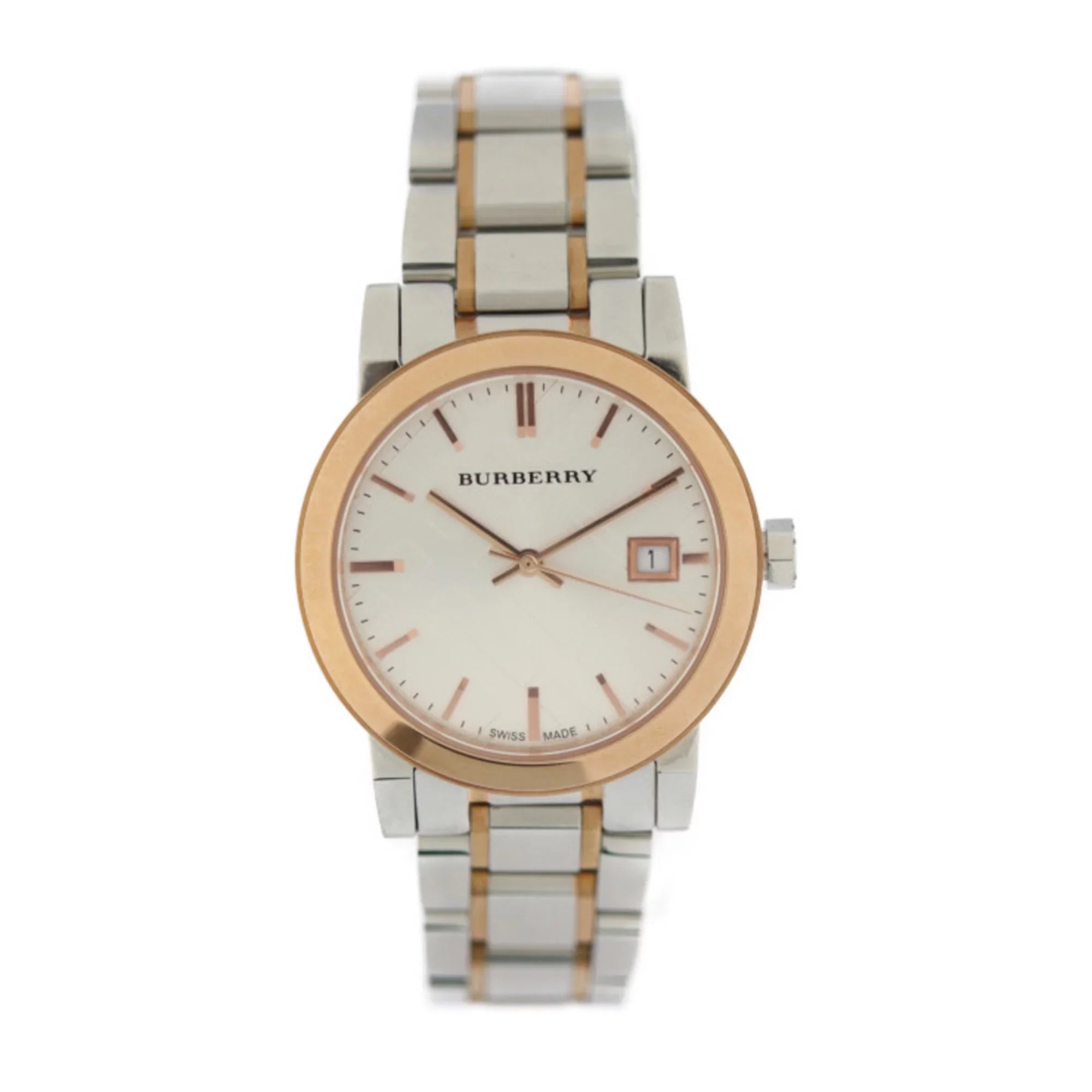 Pre-Owned  Burberry   watch  stainless steel silver rose gold quartz (Good)