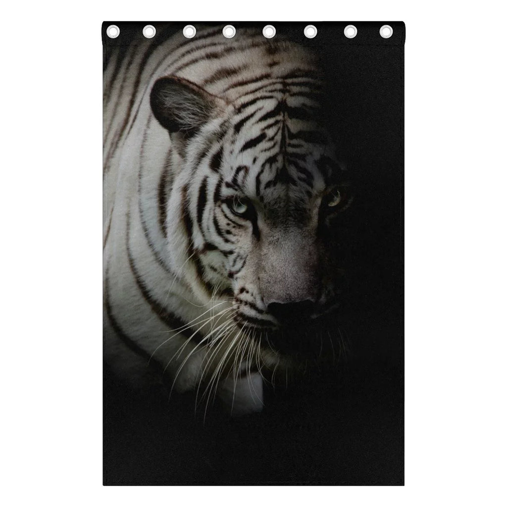 POPCreation White Tiger Isolated On Black Background Window Curtain Blackout Curtains Darkening Thermal Blind Curtain for Bedroom Living Room,2 Panel (52Wx84L Inches)