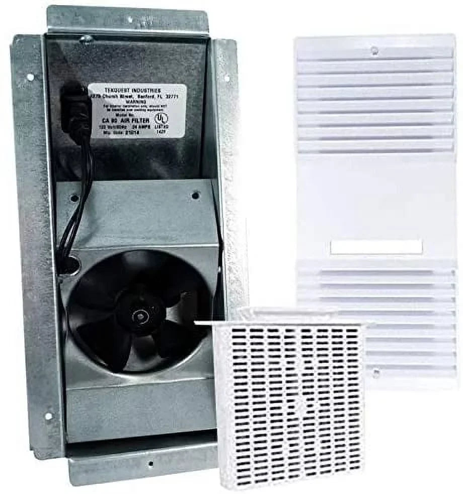 Ductless Exhaust Fan Grille Louver, Motor Metal Mount Housing (-Pack) and Unscented Filter Cartridge - White -Complete Set