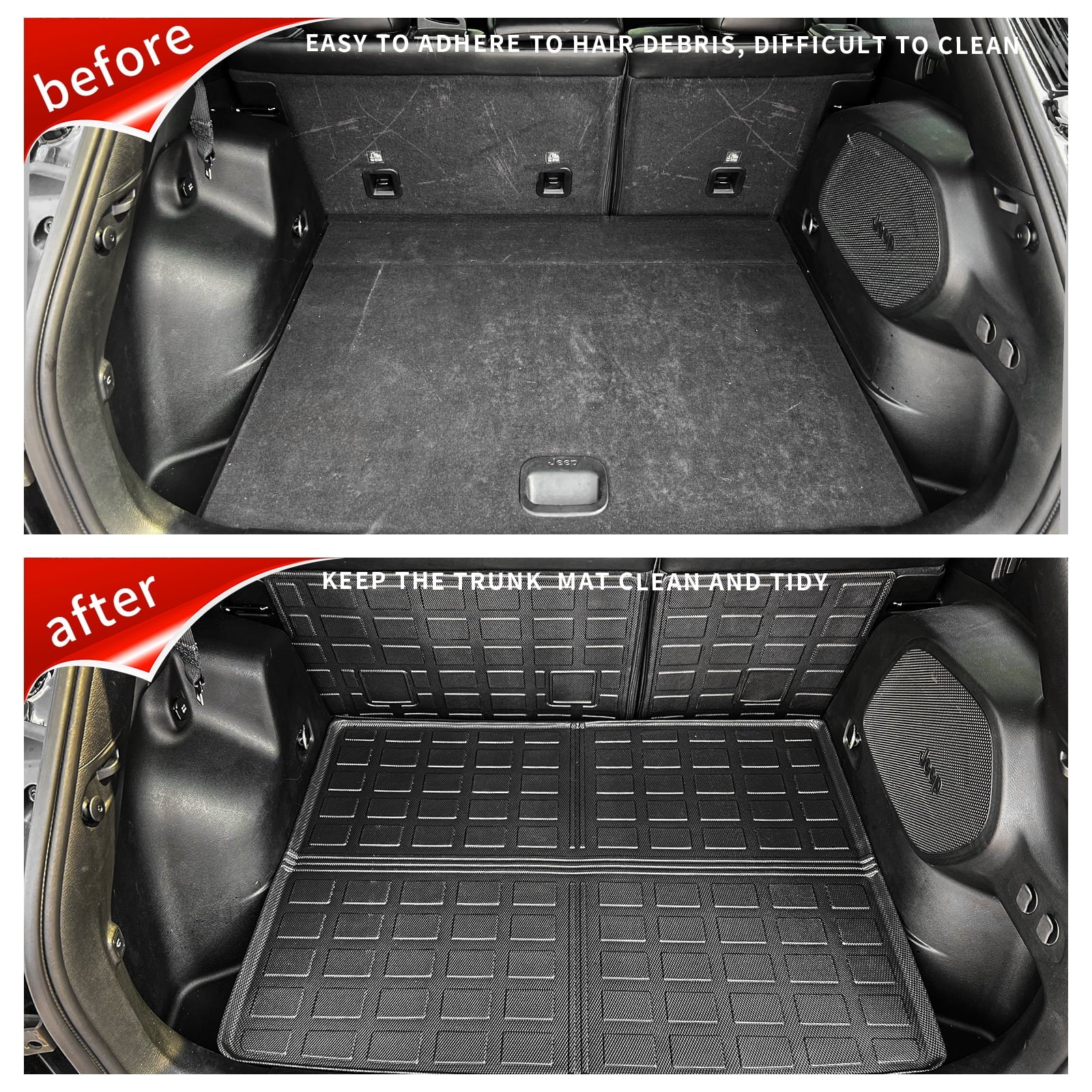 Floor Mats Compatible with 2019-2023 Jeep Cherokee Cargo Liner Trunk Mat  All Weather Back Seat Cover Protector 2022 Cherokee Accessories (Trunk Mat+Backrest Mats+Floor Mats)