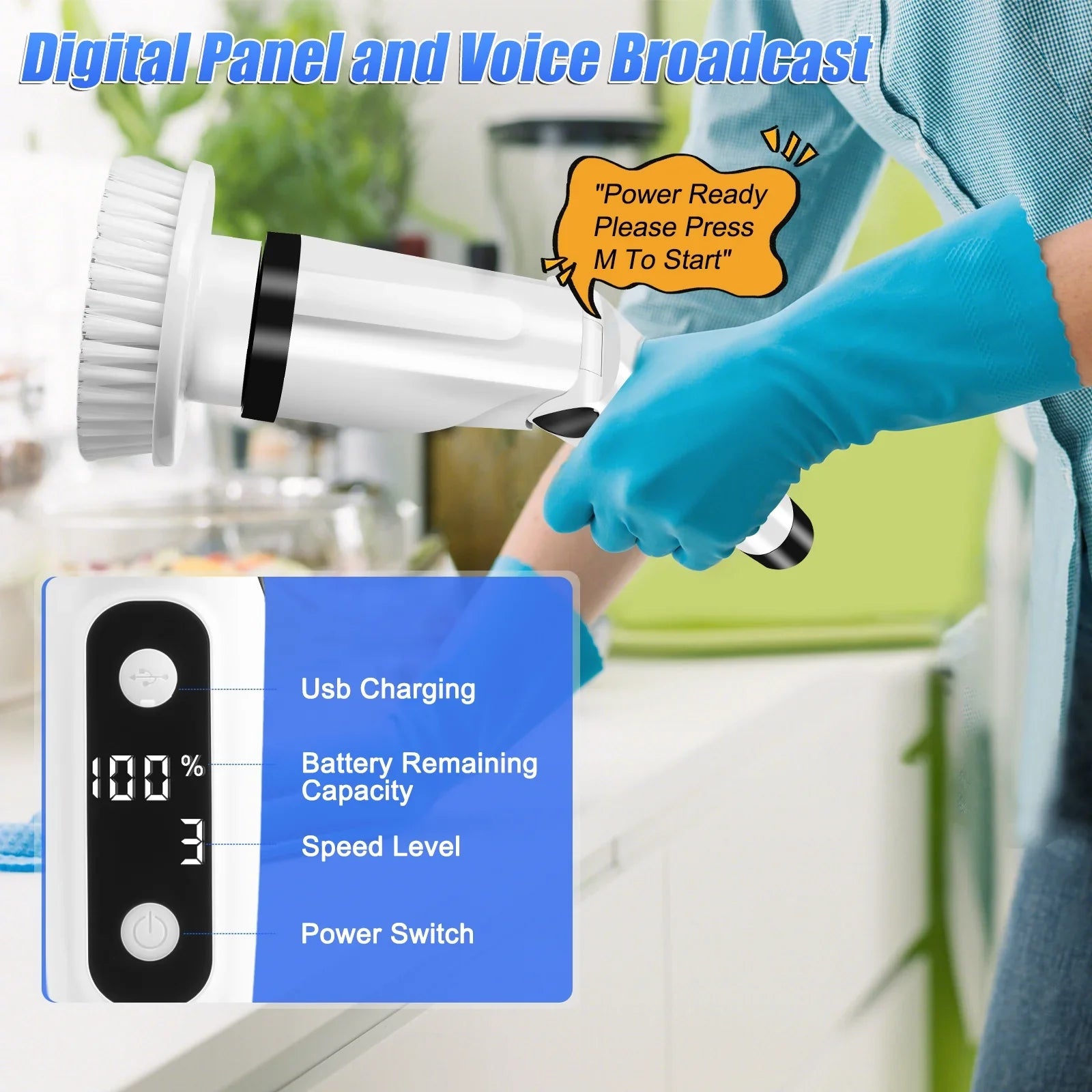 Electric Spin Scrubber,  Cordless Cleaning Brush with 8 Brush Heads,Shower Scrubber with Long Handle Household Cleaning Brushes for Bathroom Tub Tile Kitchen Floor Car