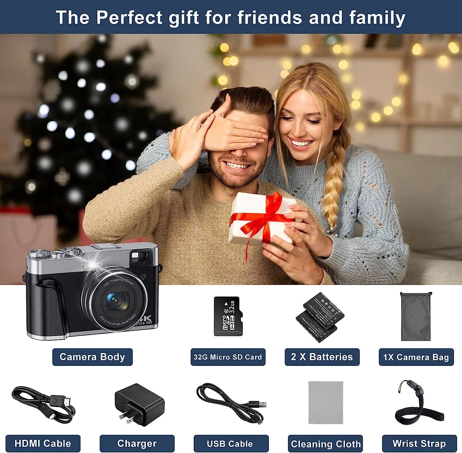 4K Digital Camera for Photography Autofocus 48MP 4K Camera for Vlogging YouTube 16X Digital Zoom Video Camera with 32GB  Card