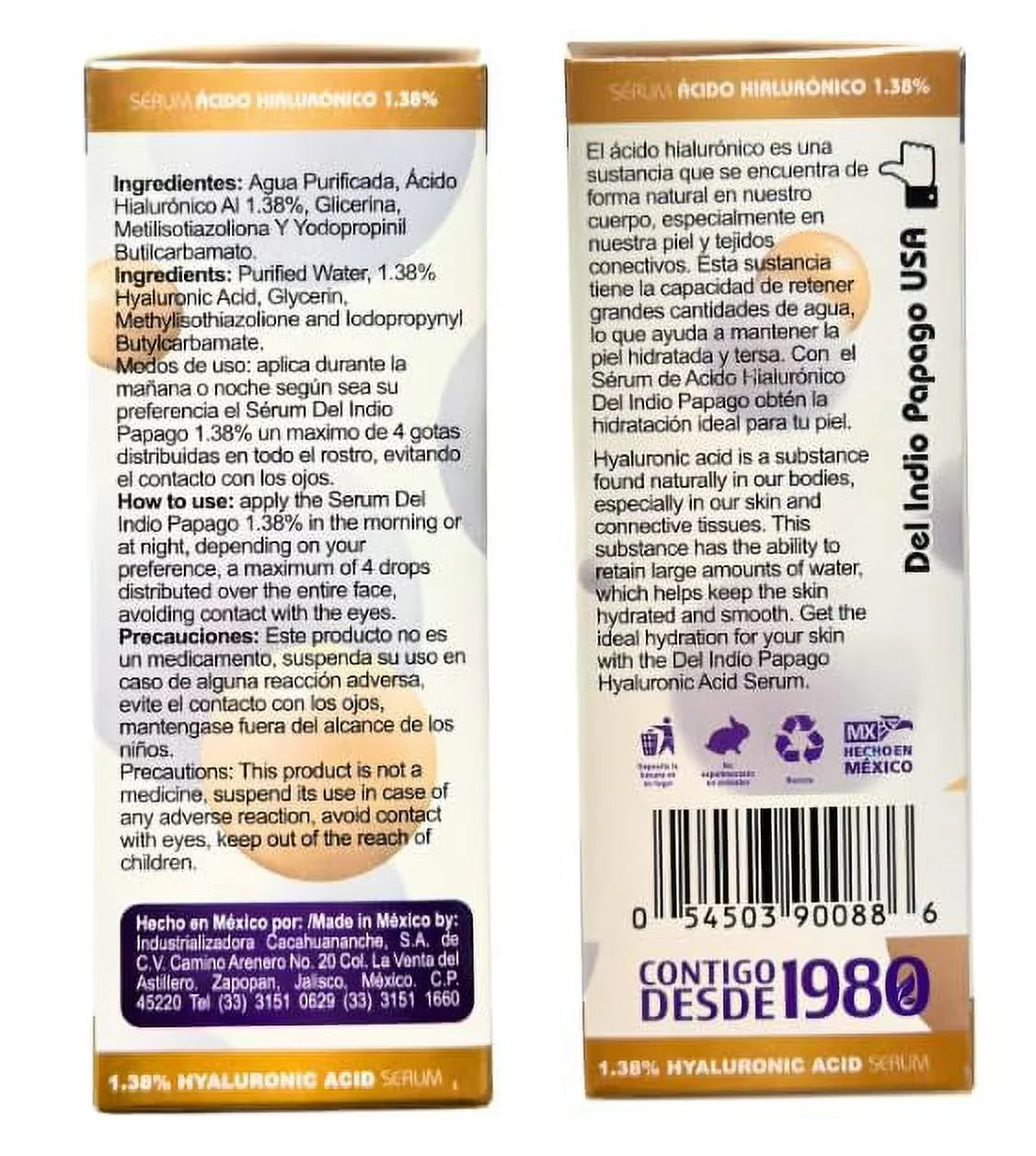 Del Indio Papago Tepezcohuite Day & Night creams (2oz each) + Hyaluronic Acid Serum (3.38 Fl Oz) + Tepezcohuite Soap (125g)