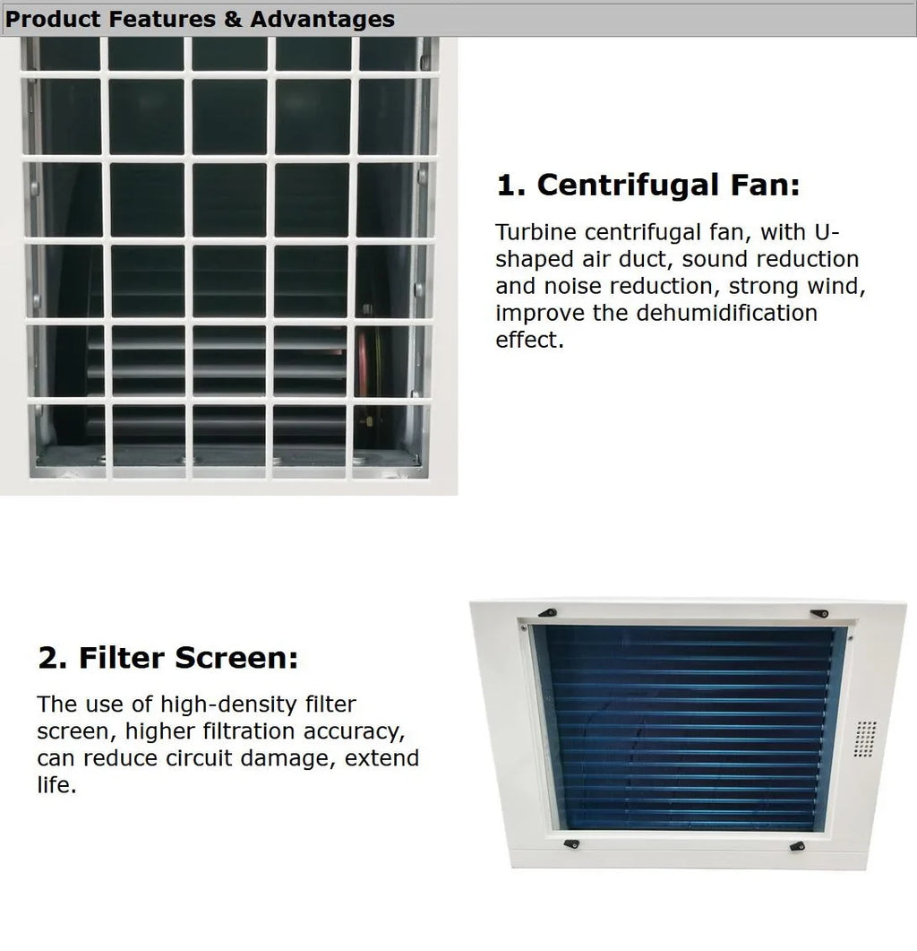 338Pint/ Ceiling-Type Household Commercial Basement Warehouse Planting Greenhouses Dehumidifier