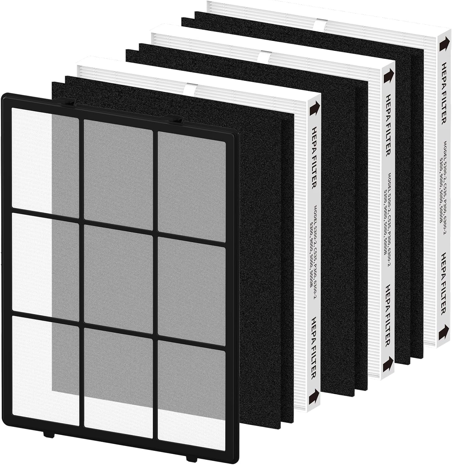 115115  Replacement Filter  Size 21 Compatible with Winix PlasmaWave Air Purifier  5300-2 6300-2,1 Washable Pre-Filter, 2  and 4 Carbon Filters