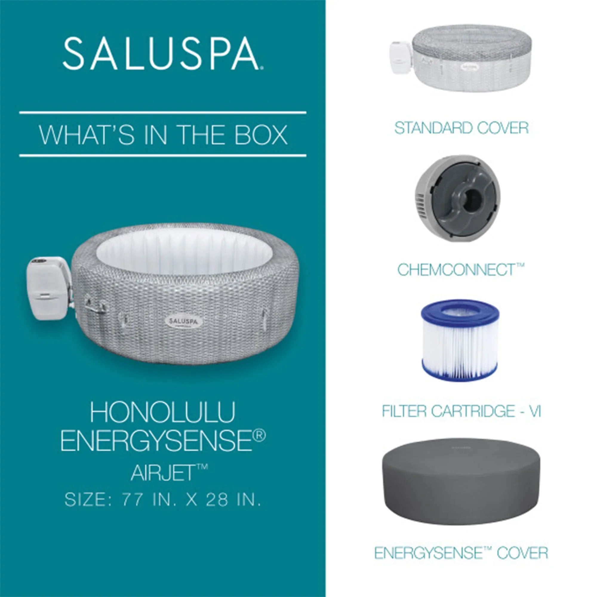 Bestway Coleman Honolulu AirJet Hot Tub with 2-Pack SaluSpa Spa Seat