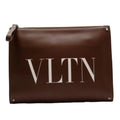 Pre-Owned Valentino Garavani   clutch bag brown leather x studs (Good)