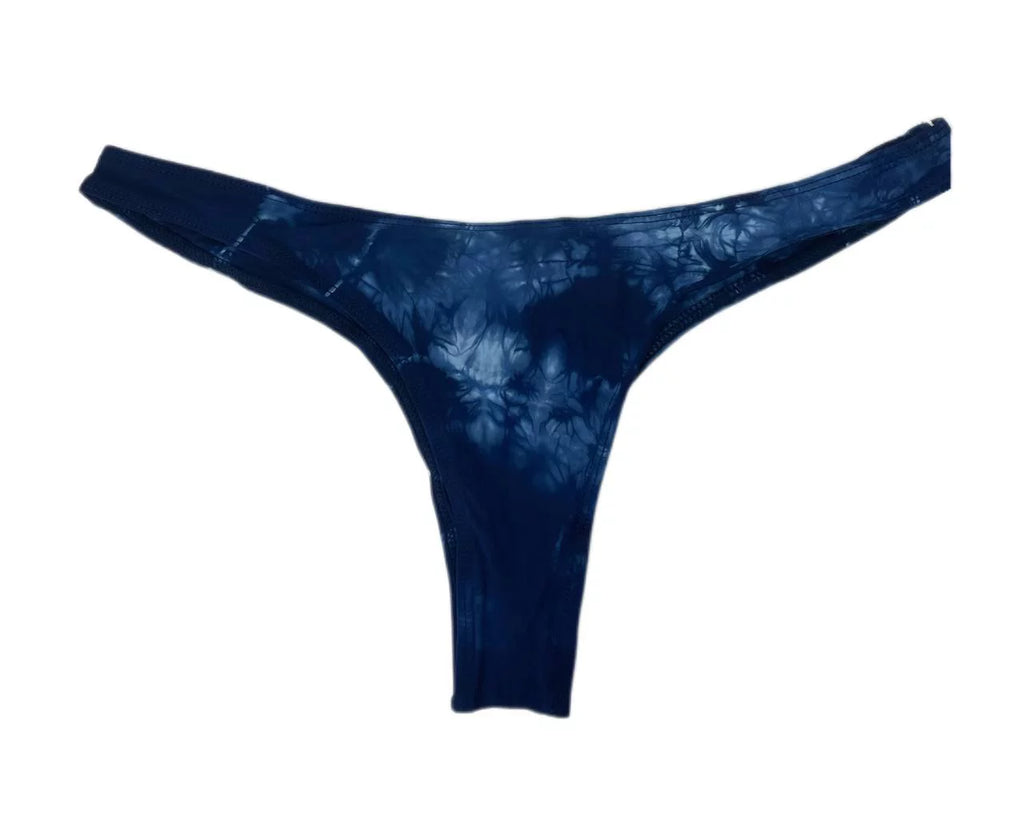Frankies Women's Sunny Thong Swim Bottom, Tie Die Blue,