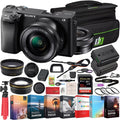 Sony a6400 4K Mirrorless Camera -6400L/ (Black) with 16-50mm f/3.5-5.6  Lens Kit + 0.43x Wide Angle and 2.2X Telephoto Lens Deco Gear Case Filter Set & Extra Battery Power Editing Bundle