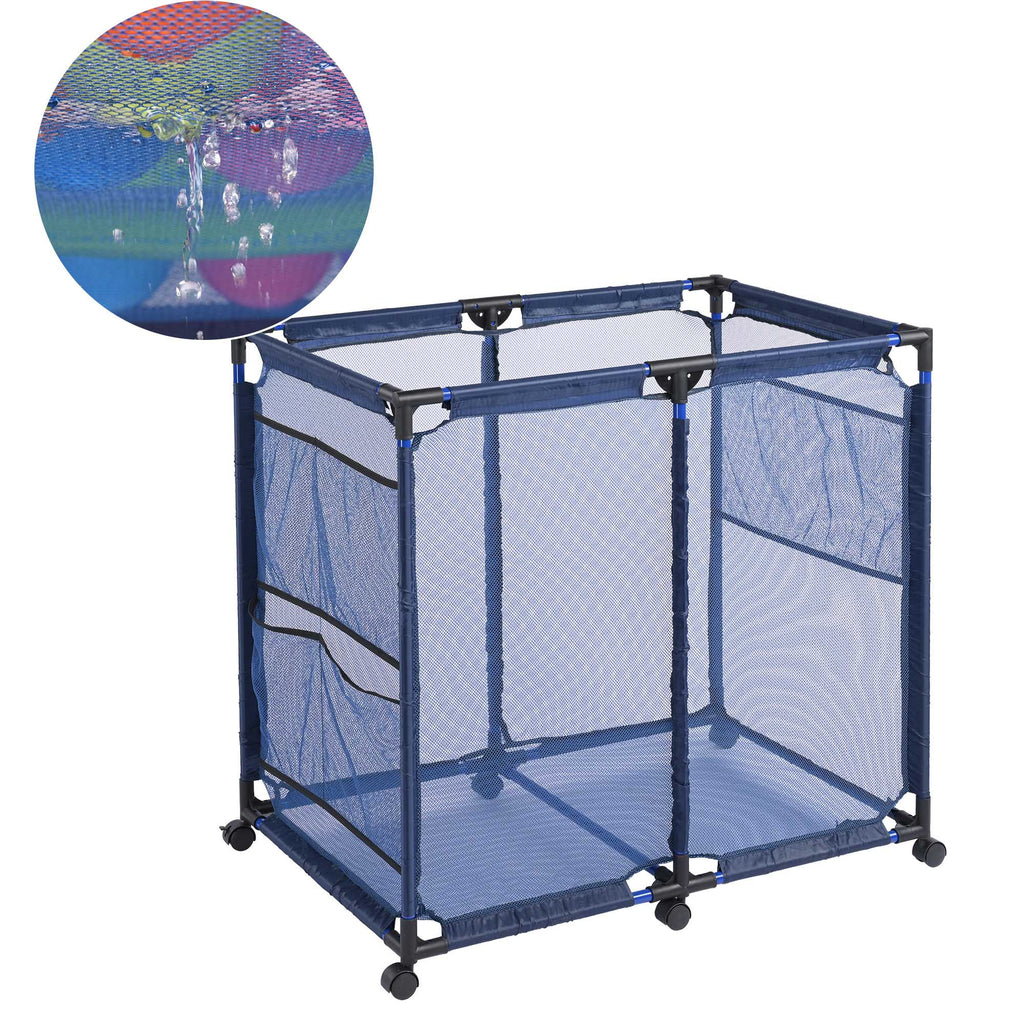 Pool Storage Bin, Pool and Ball Storage Organizer with Nylon Mesh Basket, for Pool Floats, Balls, Toys, Air Dry Quickly and Easily Roll The Storage Bins To Your Home Garage(No shipping on weekends.)