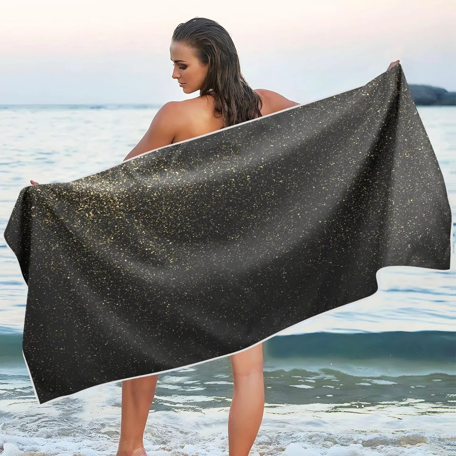 Bestwell Glitter Texture Beach Towel - Lightweight Compact Oversized Travel Towels - Super Absorbent Quick Dry Towel for Swimming Camping Holiday（72）