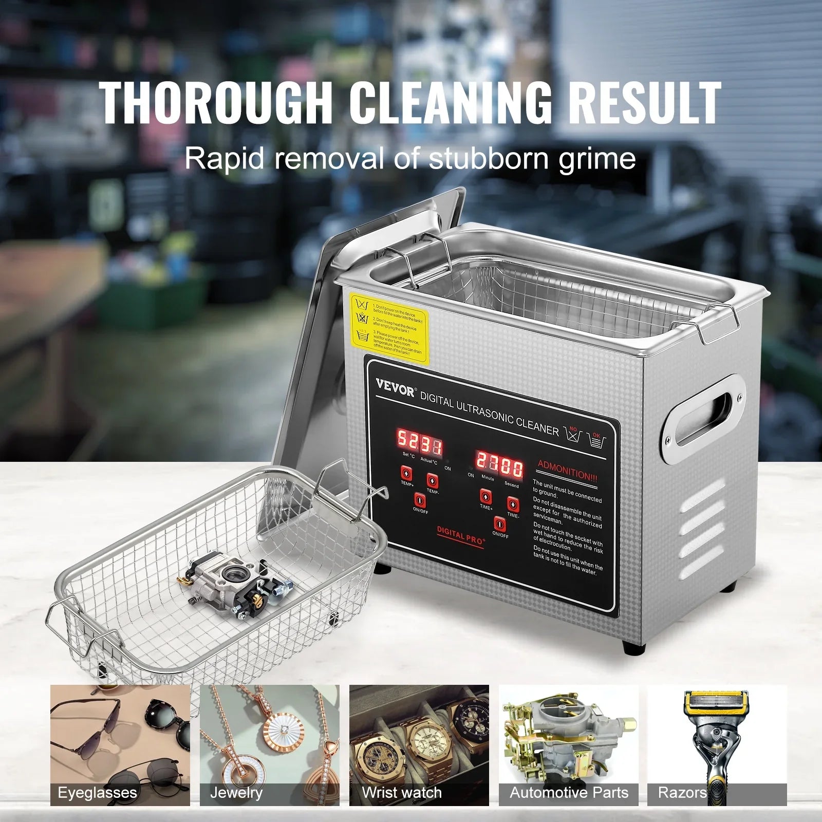 30L Ultrasonic Cleaner 304 Professional Industrial Grade Jewelry Cleaner with 752W Timer Heating Digital Sonic Large Cleaner for Watch Ring Coin Glass Instruments   RoHS Certified