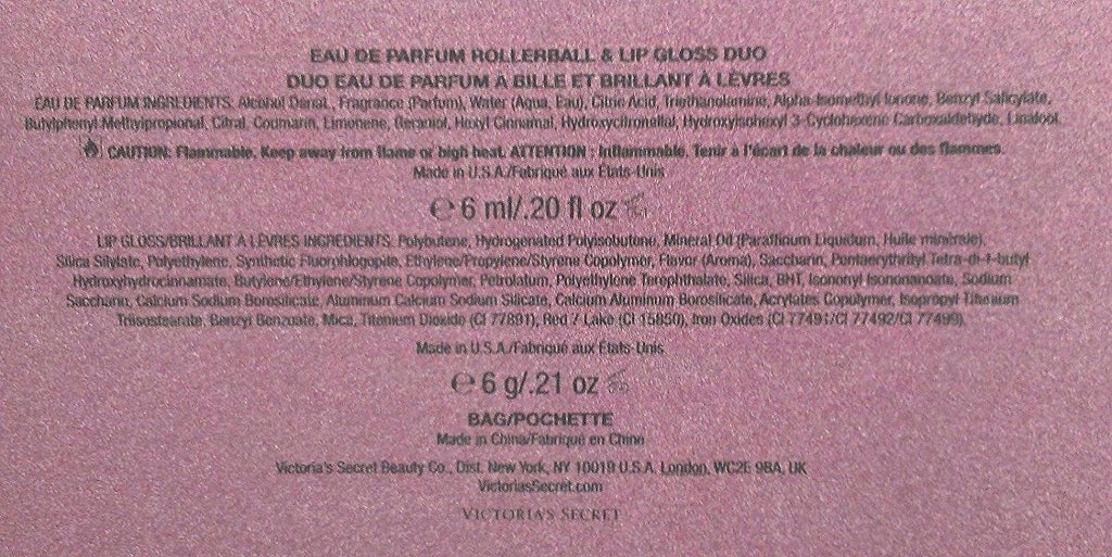 Victoria's Secret Heavenly Rollerball Lip Gloss Duo Eau De Parfum & Glitter Bag Party Set Gold Sparkle Bag Perfume