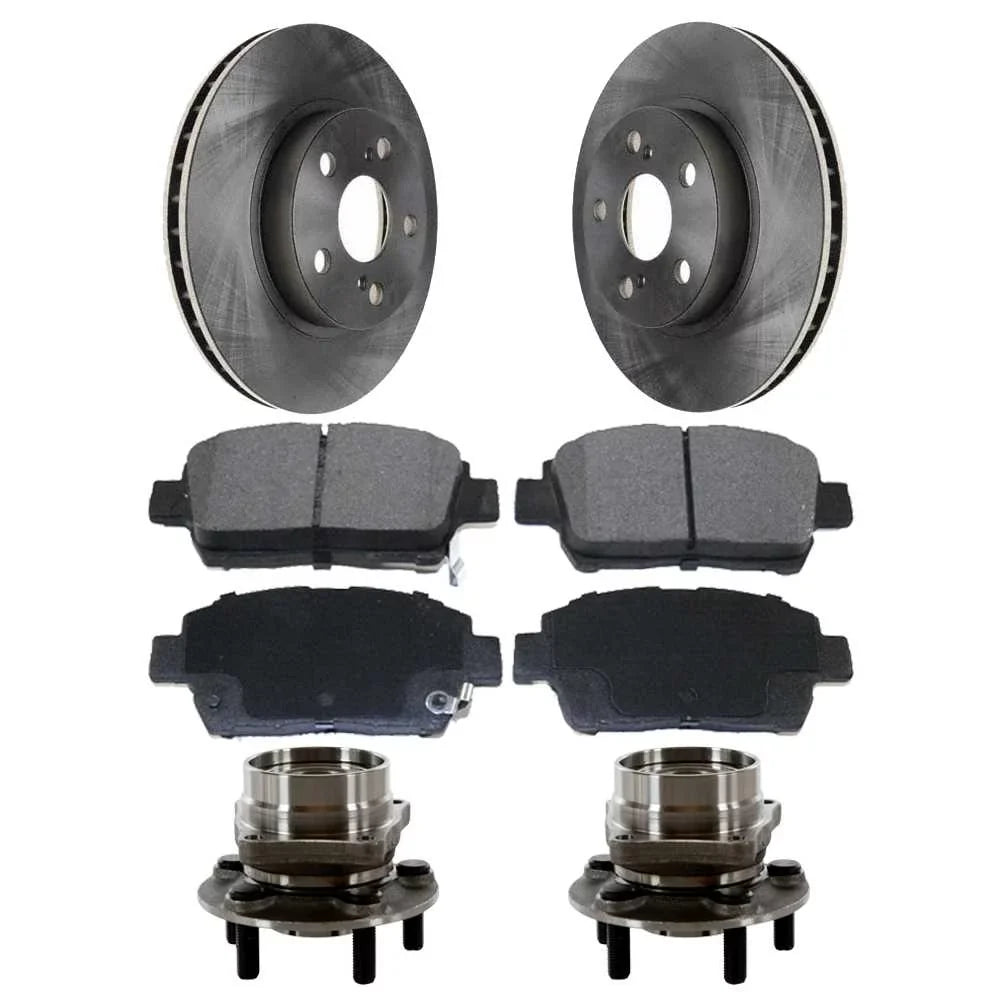 AutoShack Front Wheel Bearing Hub Assembly Brake Rotors Ceramic Pads Kit Driver and Passenger Side Replacement for 2004 2005 2006 2007 2008 2009 Toyota Prius 1.5L