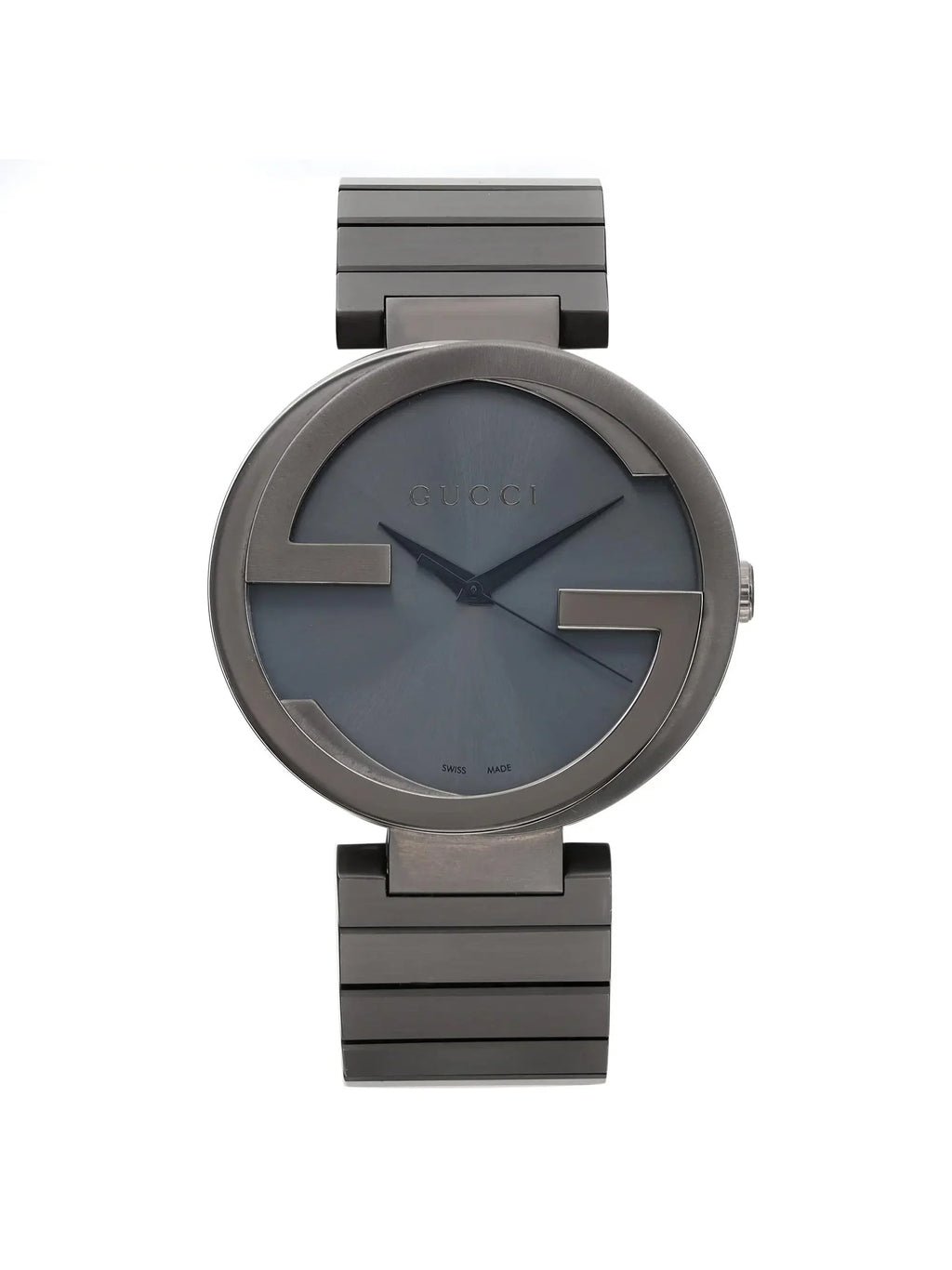 New Gucci Interlocking   Steel Anthracite Dial Grey Quartz Watch