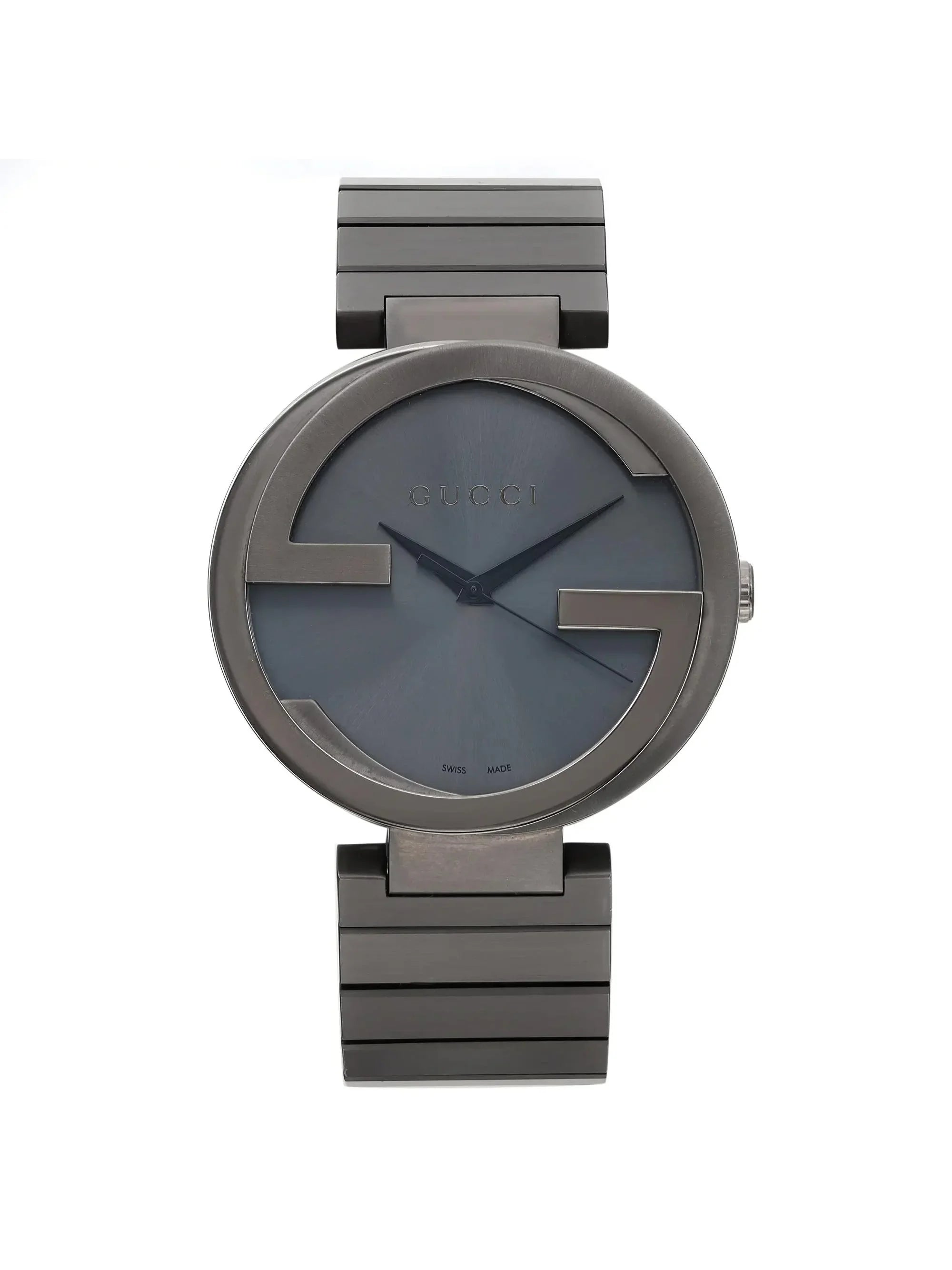 New Gucci Interlocking   Steel Anthracite Dial Grey Quartz Watch