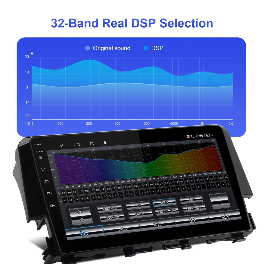 6+128G Android 12 Double Din Car Stereo for Honda Civic 2016-2020 with 9 Inch Touchscreen Radio Built-in Wireless Carplay/Android Auto -in  Backup Camera